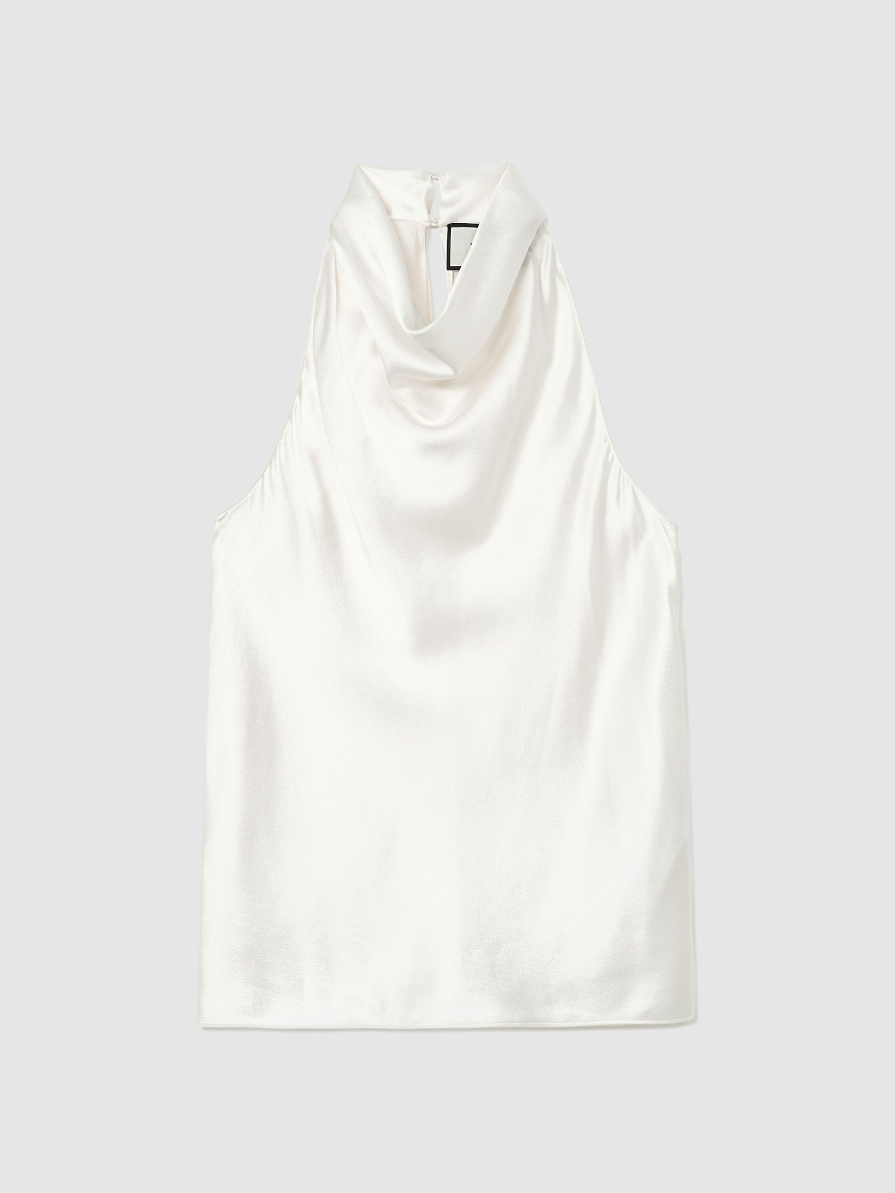 Hammered-Silk Cowl-Neck Top in Ivory - Image 2 of 5 Hammered-Silk Cowl-Neck Top in Ivory - Image 2 of 5