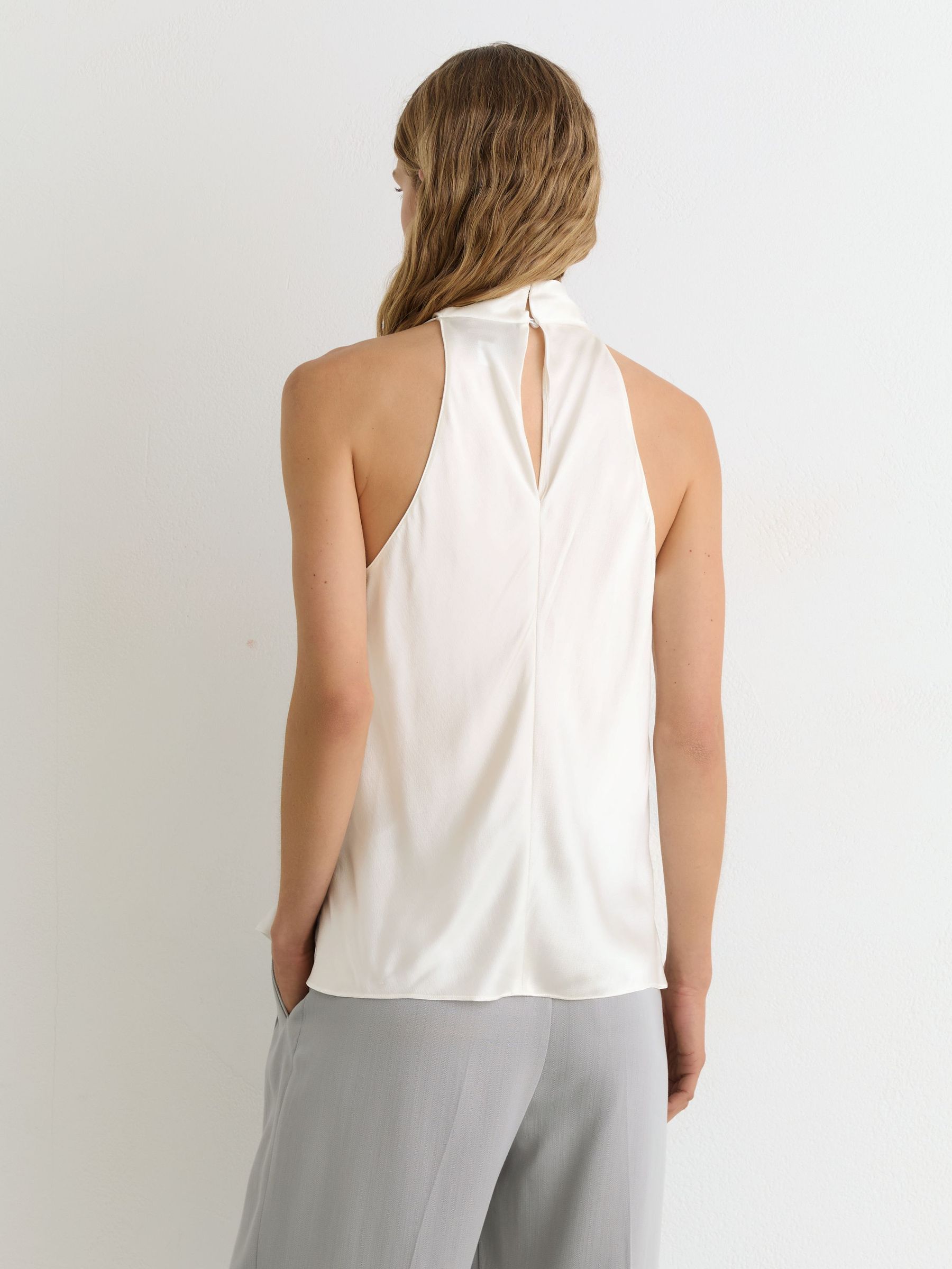 Hammered-Silk Cowl-Neck Top in Ivory - Image 4 of 5