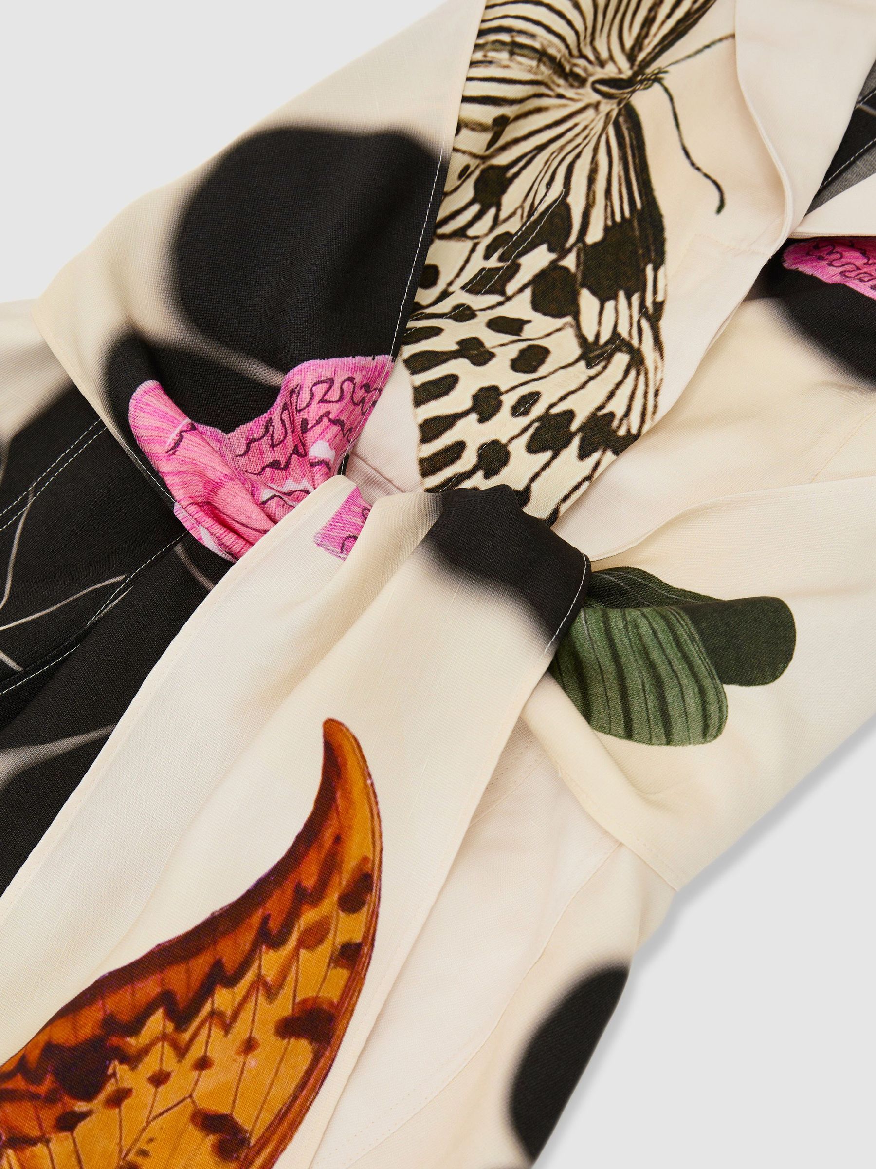 Reiss | NYBG Butterfly-Print Midi Dress in Ivory/Black - Image 7 of 7