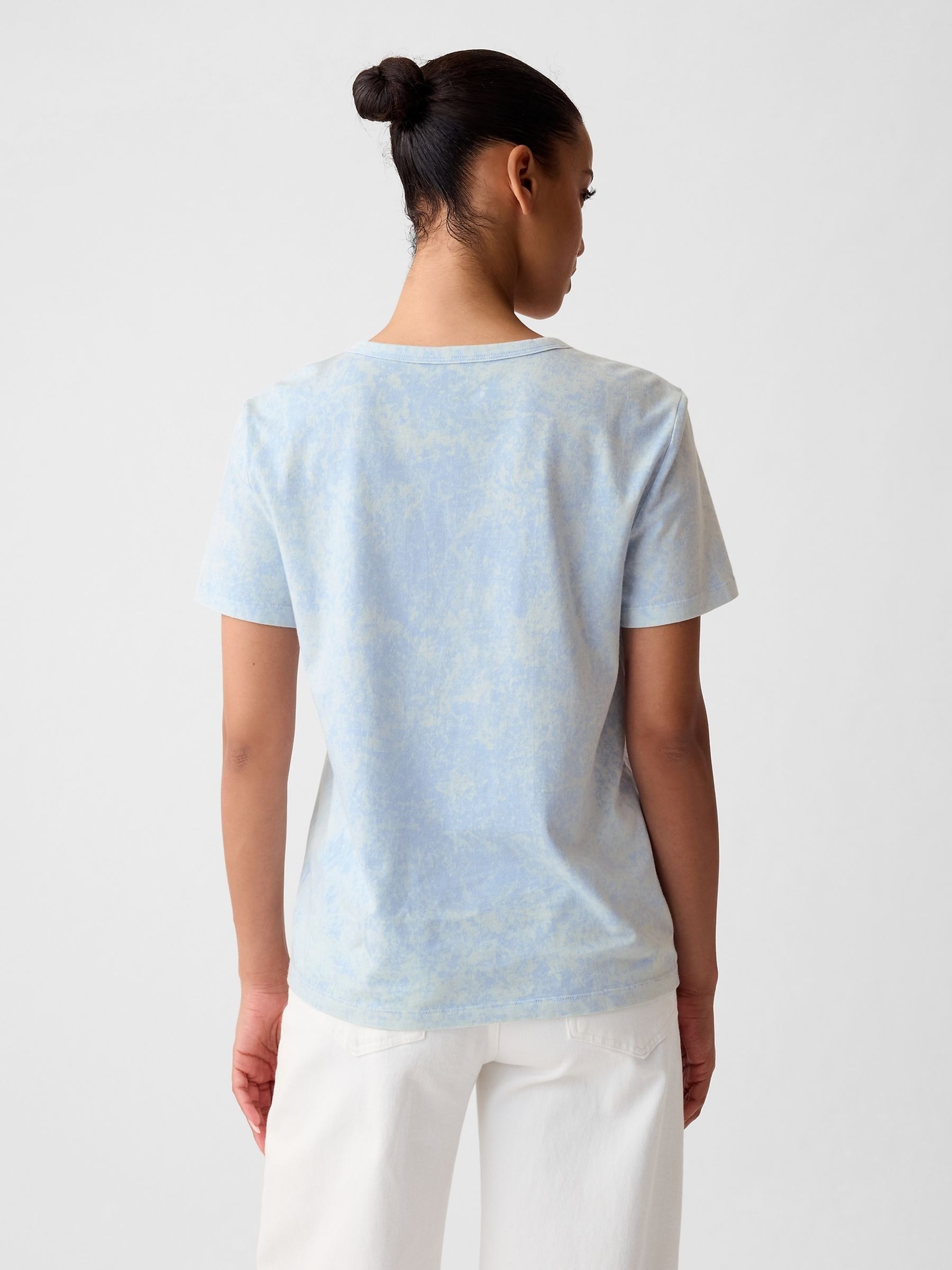Blue Cotton Short Sleeve Vintage Crew Neck T-Shirt - Image 2 of 4