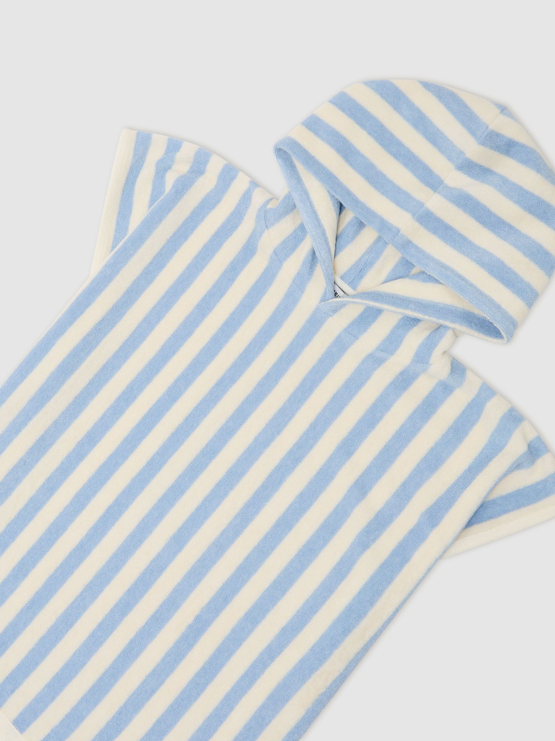 9-13 yrs Striped Hooded Towel Cape in Pale Blue - Image 3 of 3