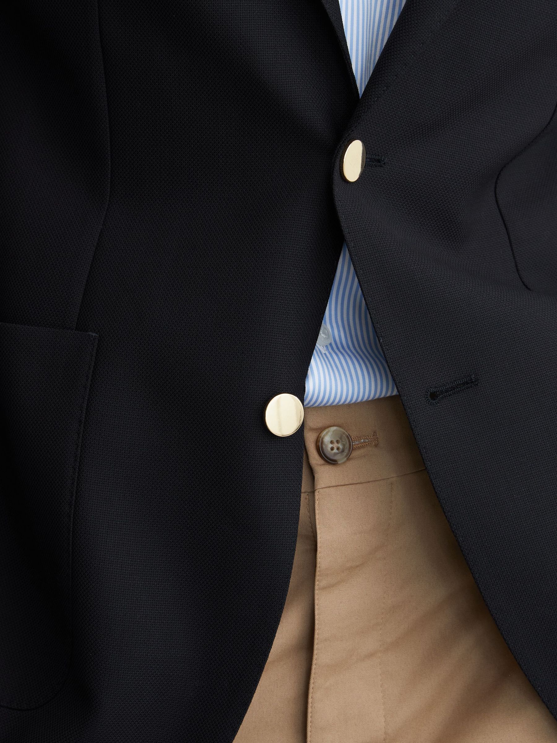 Hopsack Single-Breasted Classic-Fit Blazer with Wool in Navy - image 4