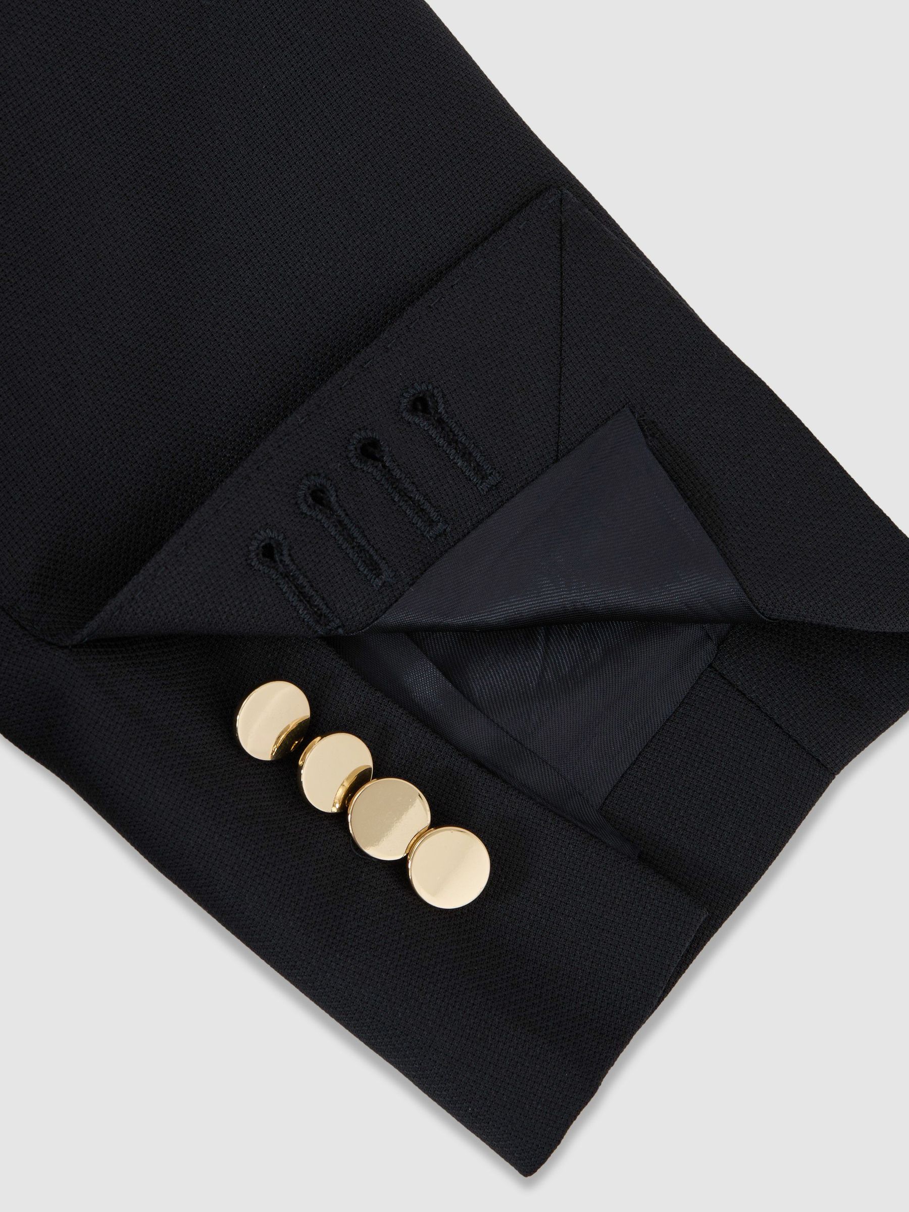 Hopsack Single-Breasted Classic-Fit Blazer with Wool in Navy - Image 7 of 8