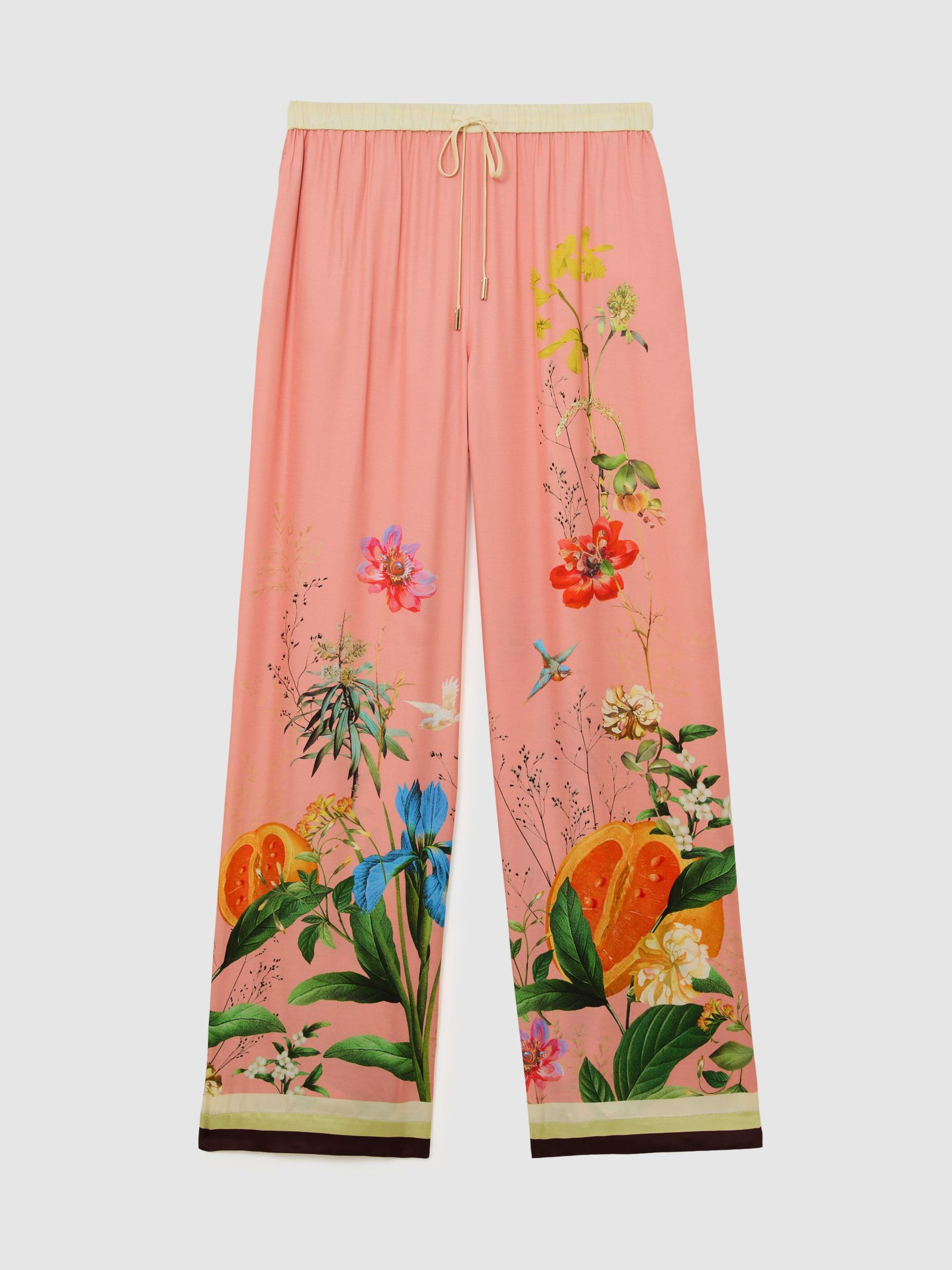 Petite Tropical Scarf-Print Wide-Leg Trousers in Pink - Image 2 of 8
