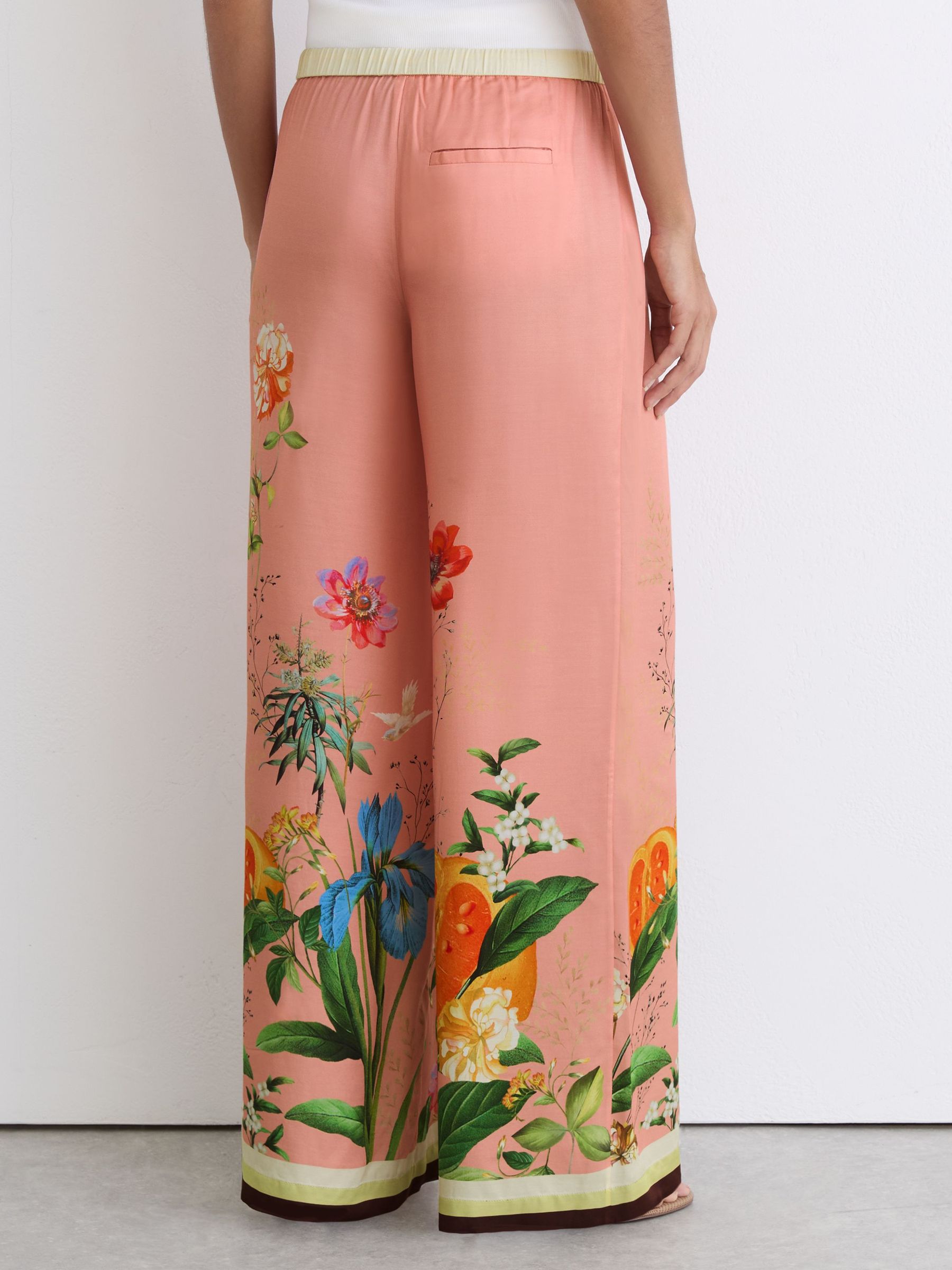 Petite Tropical Scarf-Print Wide-Leg Trousers in Pink - Image 5 of 8