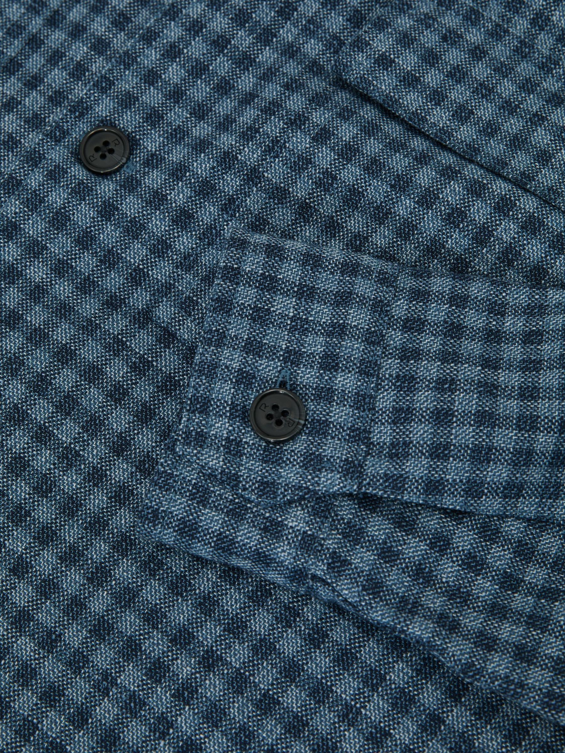 Cotton-Linen Checked Overshirt in Indigo - Image 7 de 7
