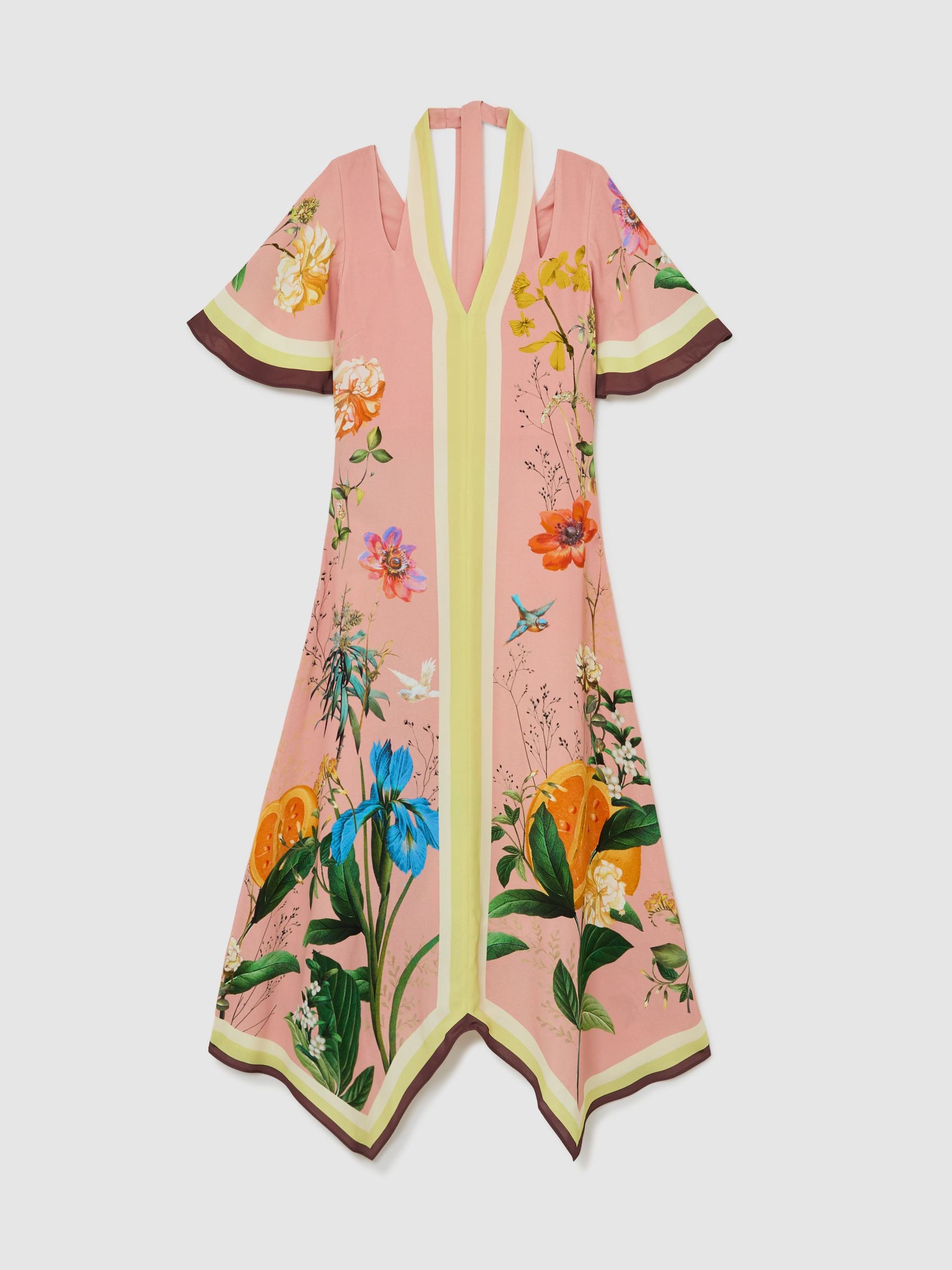 Floral-Print Cut-Out Midi Dress in Pink - image 1