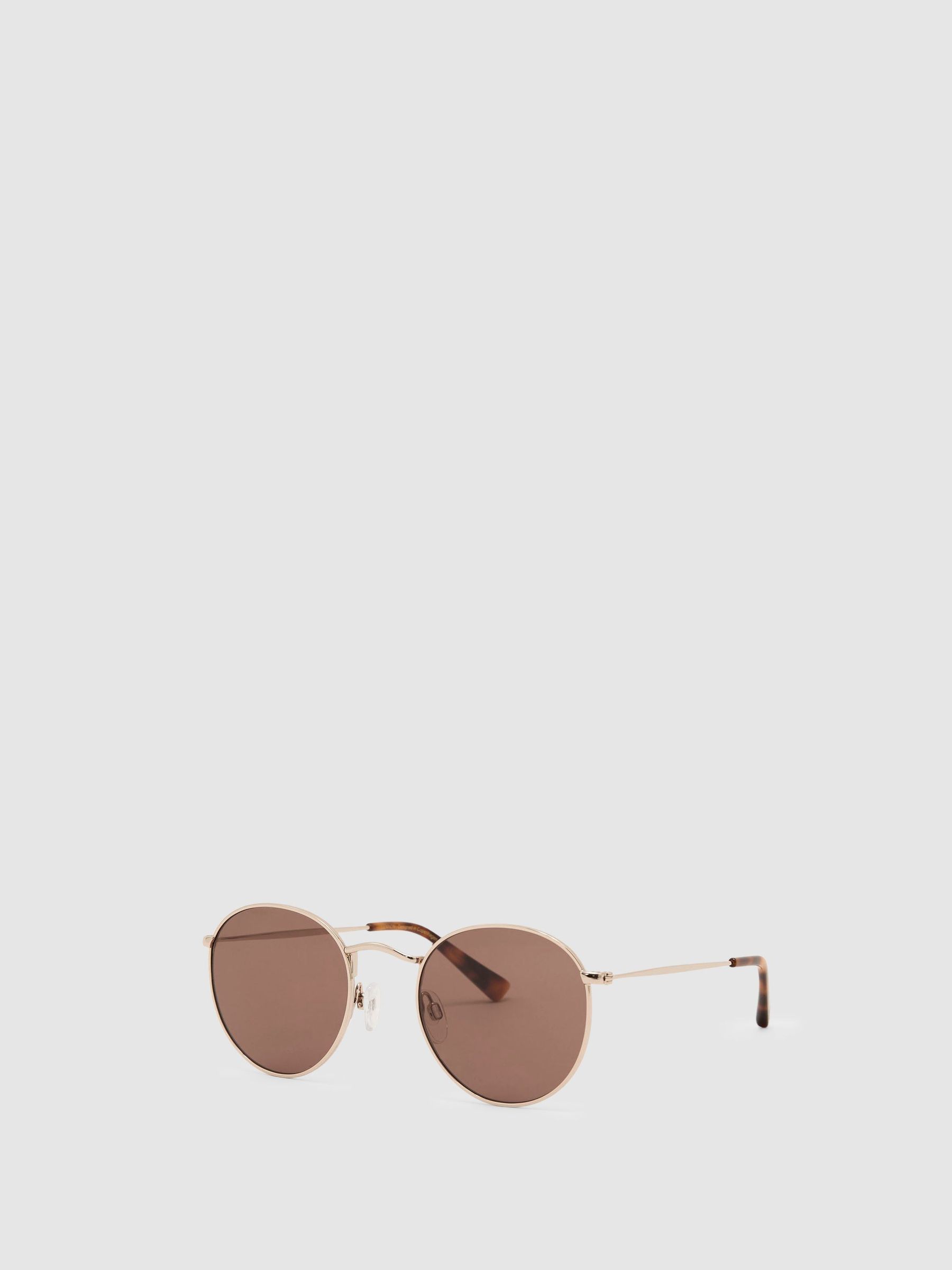 MESSYWEEKEND Thin-Frame Round Sunglasses in Gold/Brown - Image 3 of 6