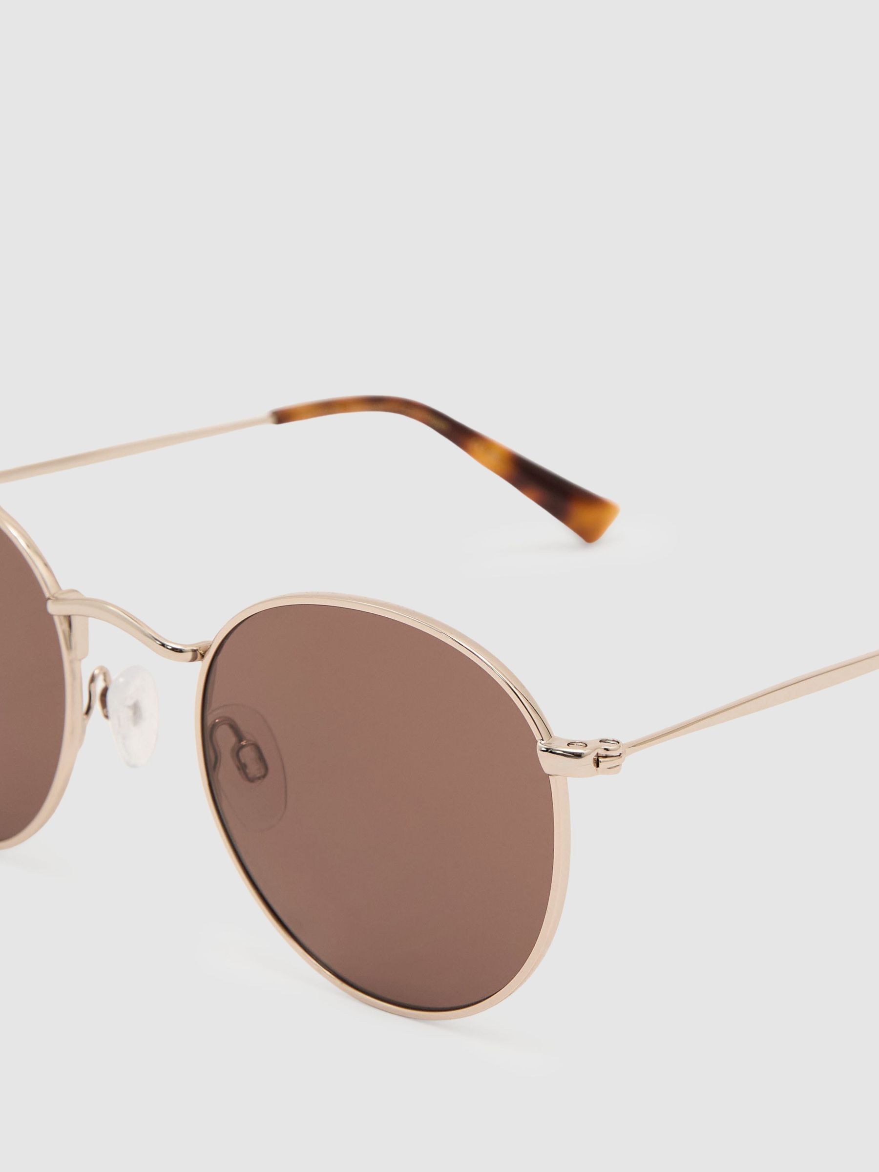 MESSYWEEKEND Thin-Frame Round Sunglasses in Gold/Brown - Image 4 of 6
