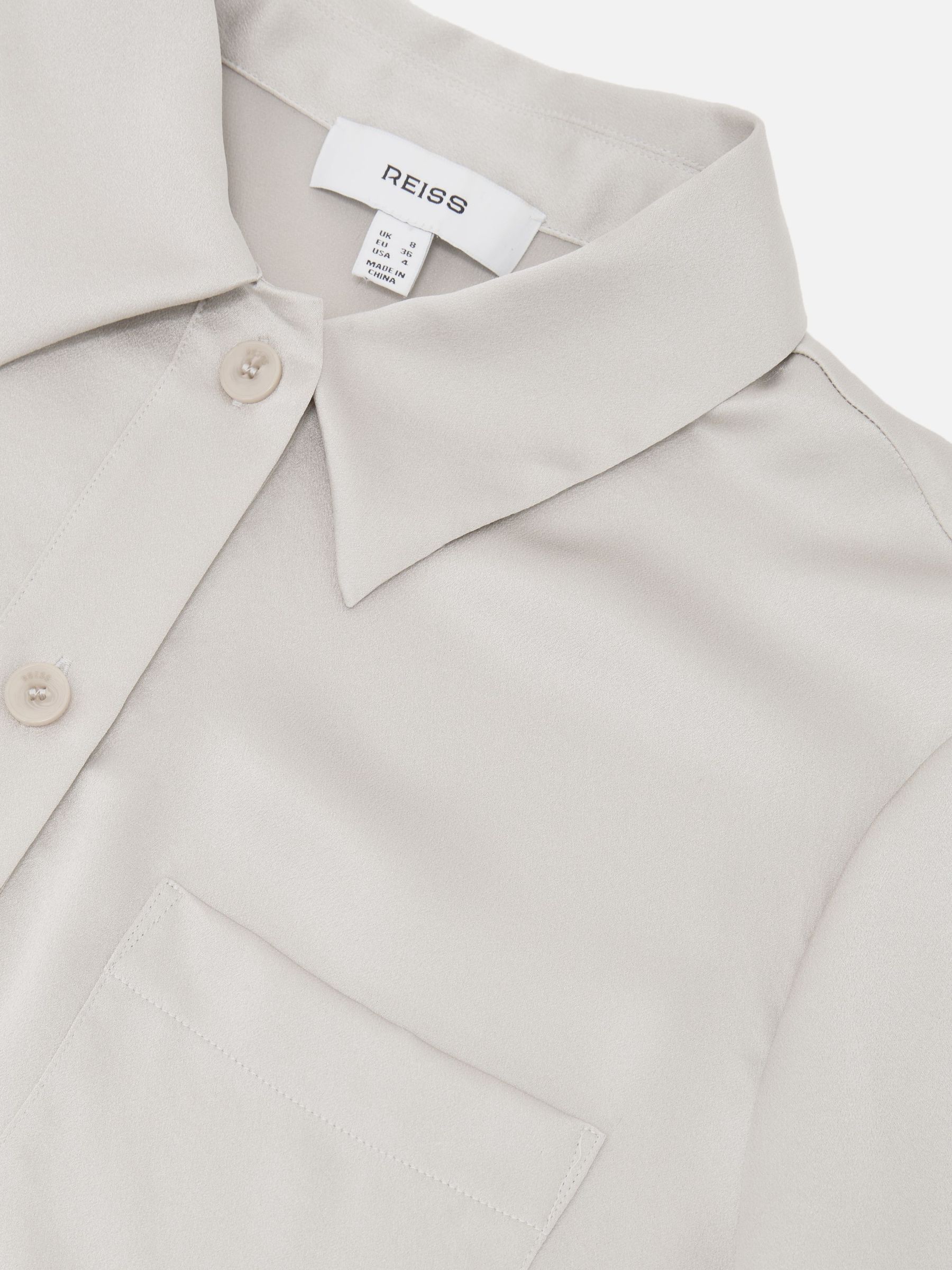 Silk Half-Button Short-Sleeve Shirt in Light Grey - image 3