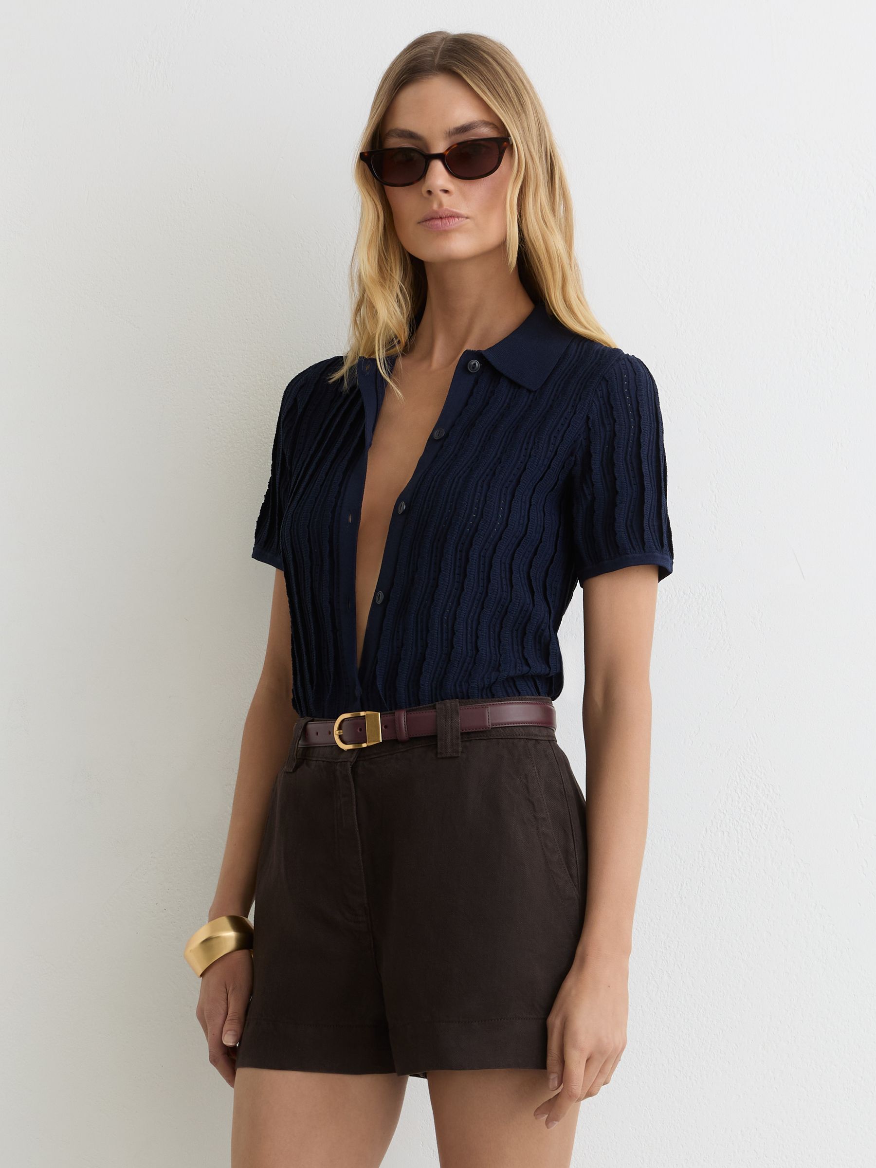Lyocell-Linen Shorts in Chocolate Brown - image 2