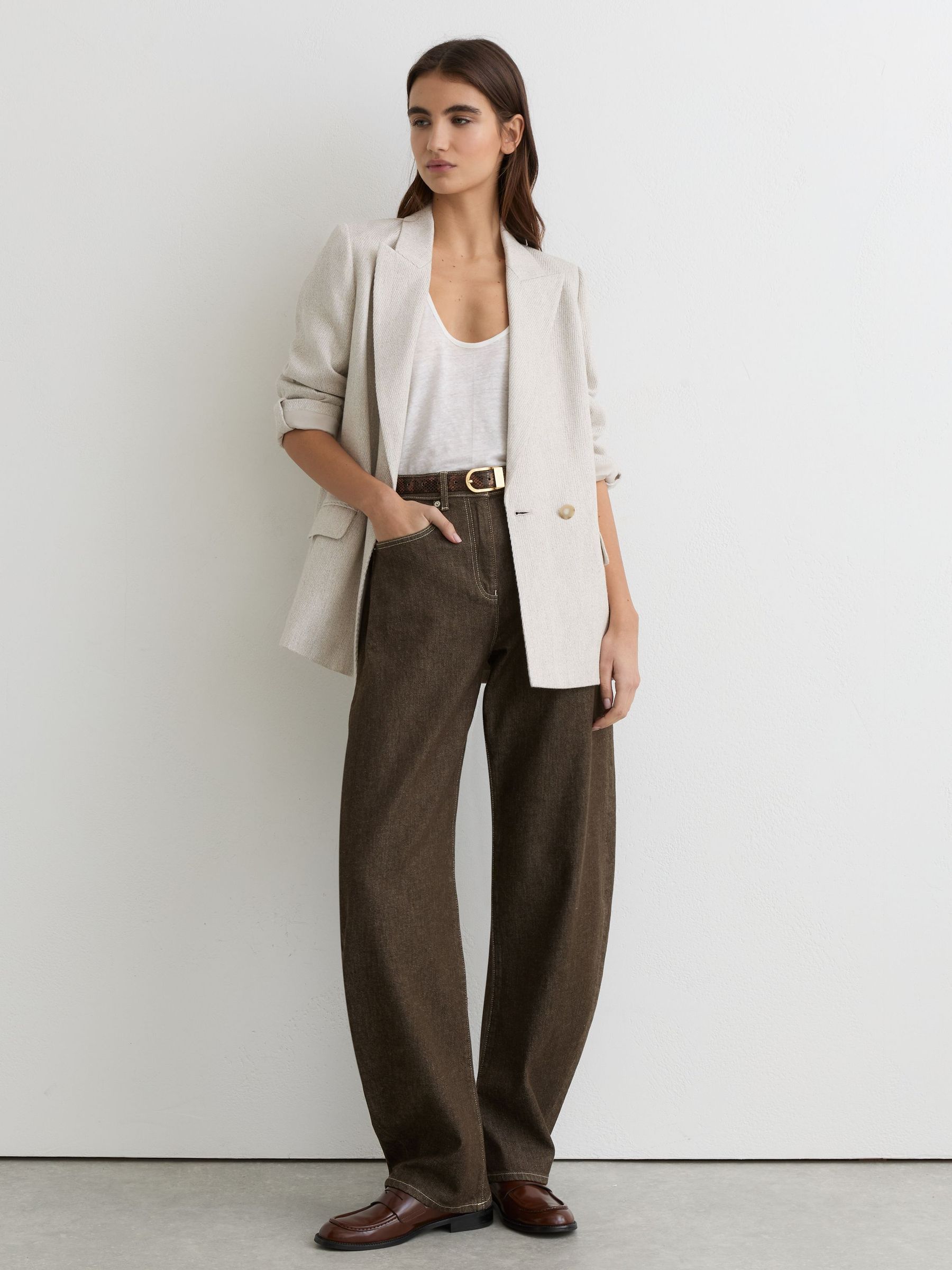 Petite Barrel-Leg Jeans in Brown - image 2