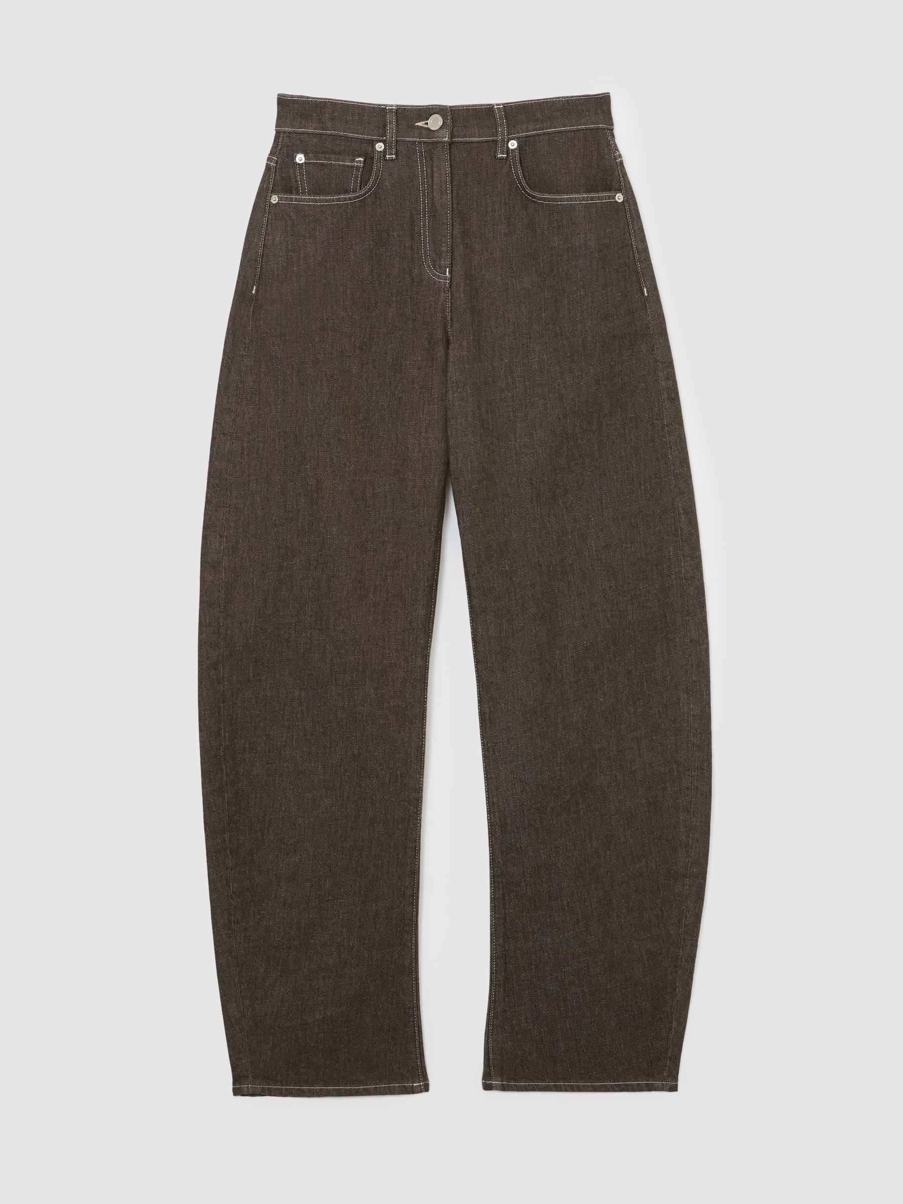 Petite Barrel-Leg Jeans in Brown - image 1