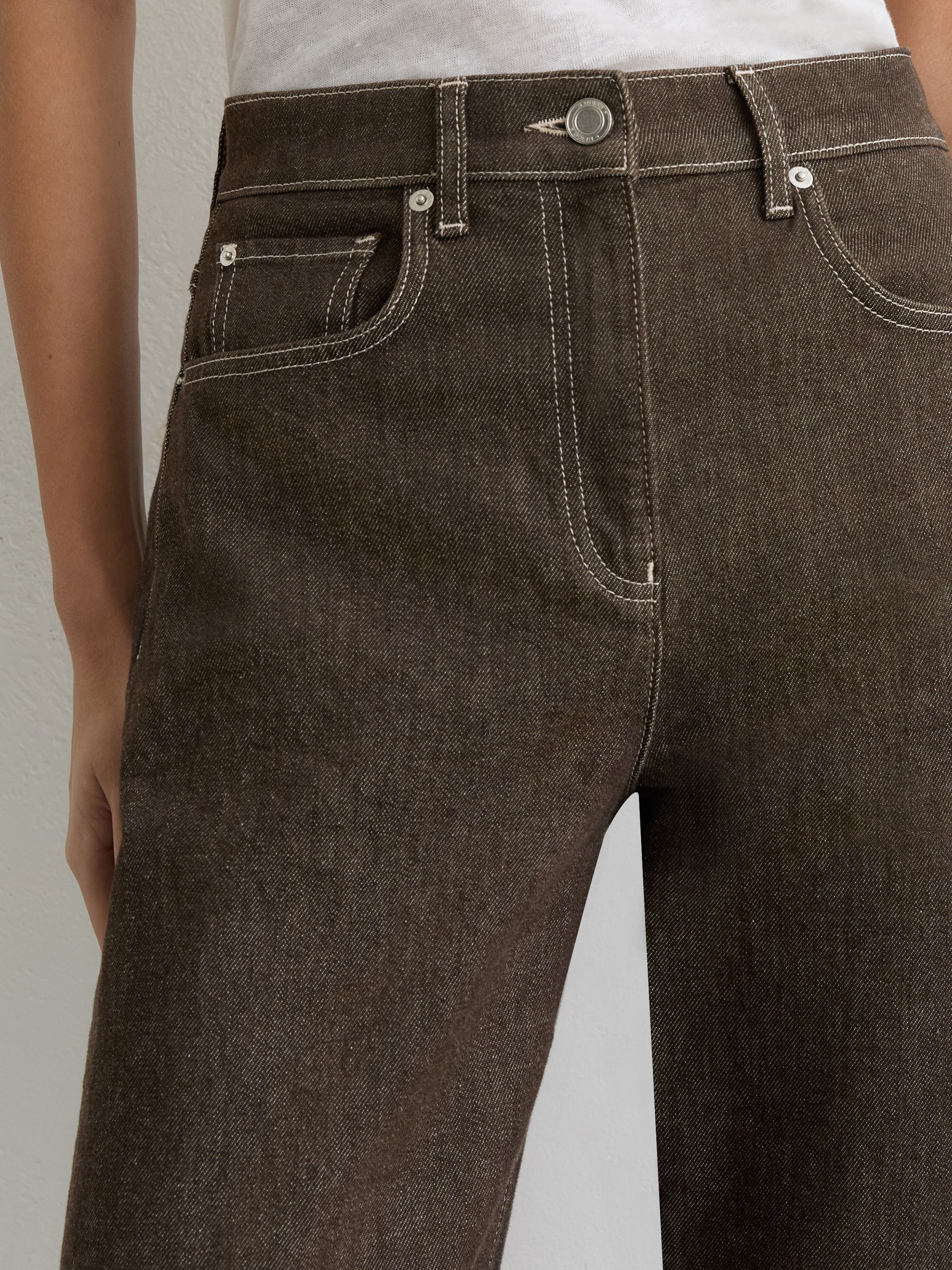 Petite Barrel-Leg Jeans in Brown - image 4