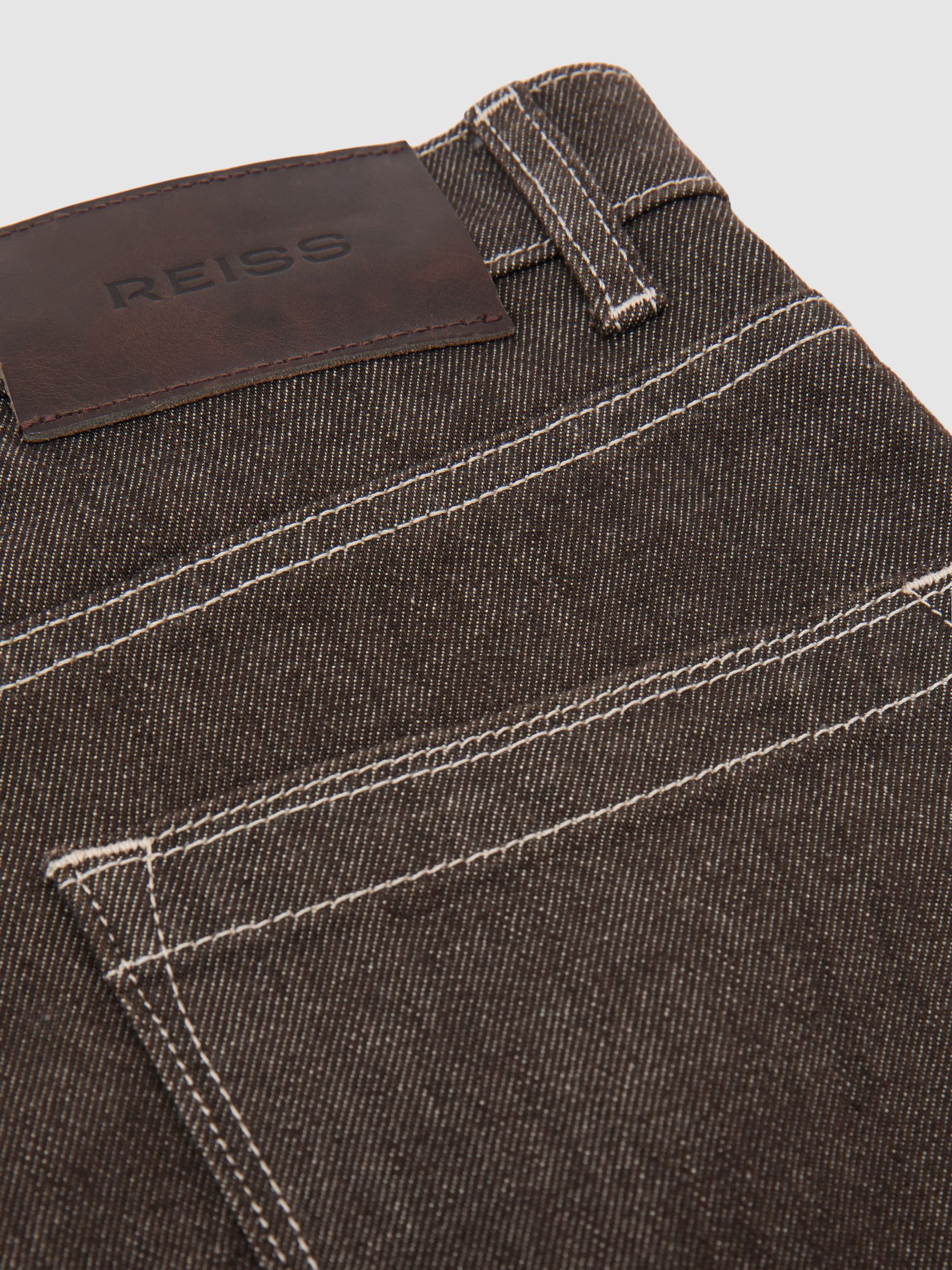 Petite Barrel-Leg Topstitched Jeans in Brown - Image 7 of 7