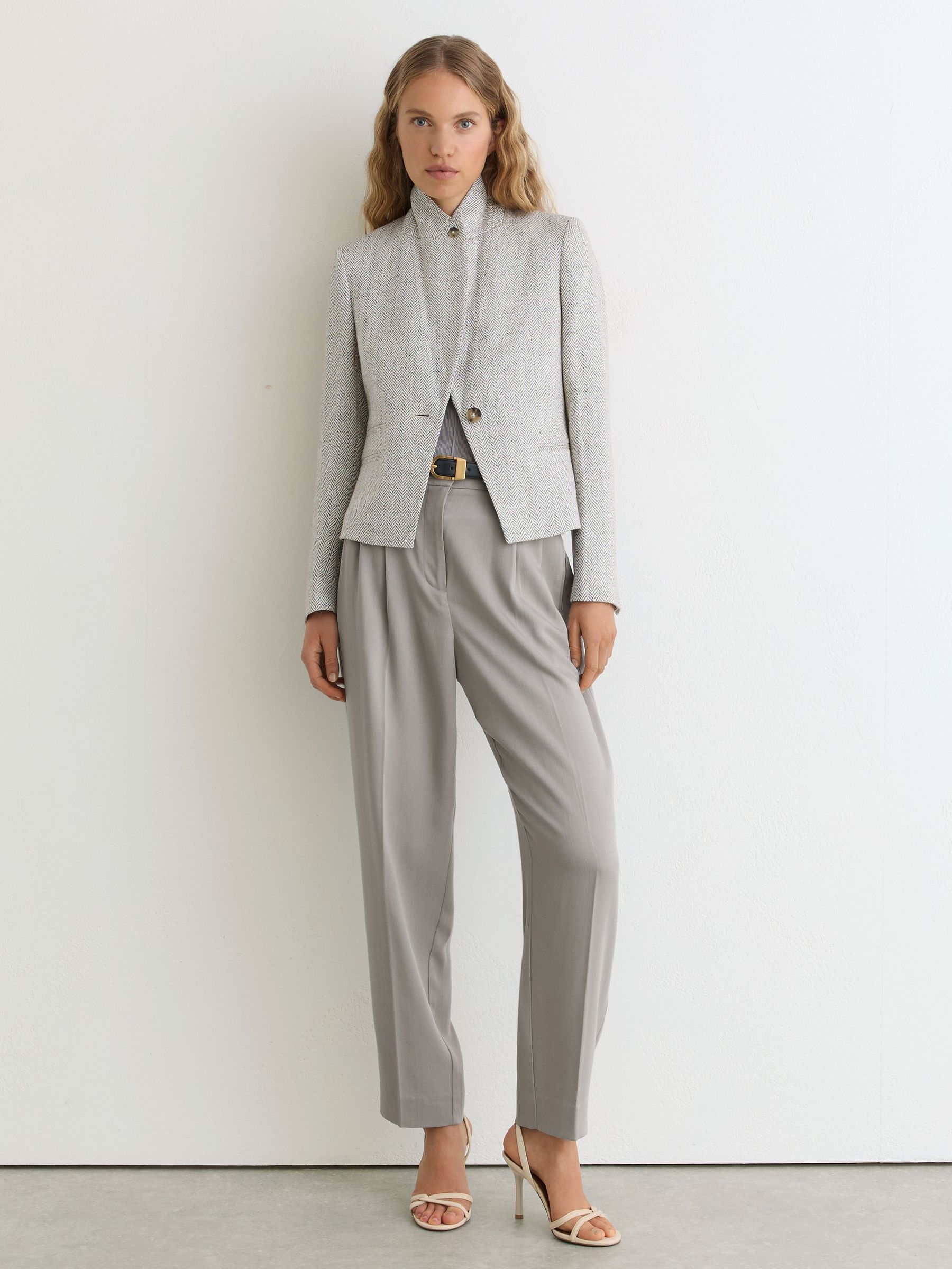 Lyocell Tapered Pleated Trousers in Grey - image 2