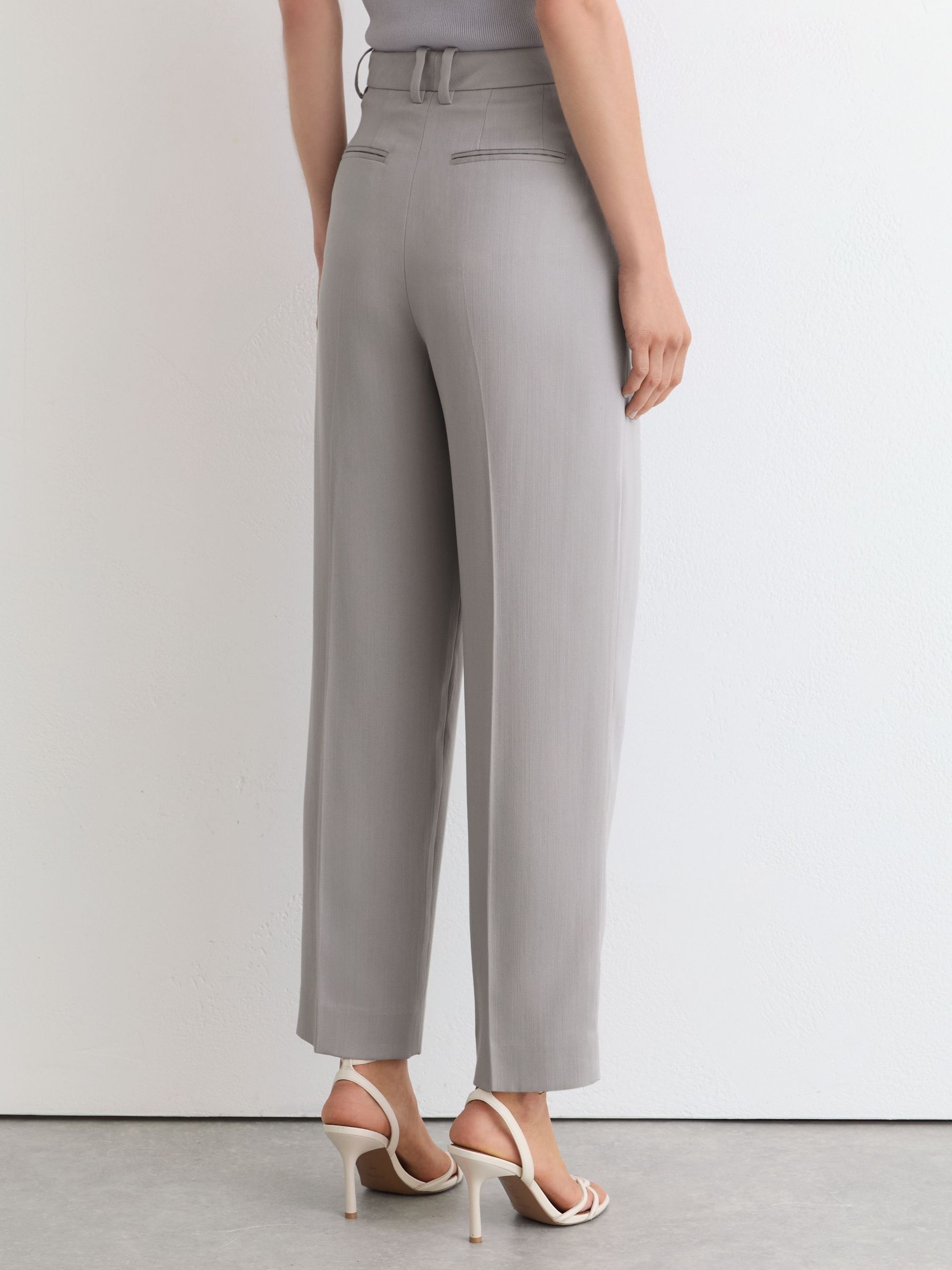 Lyocell Tapered Pleated Trousers in Grey - image 5