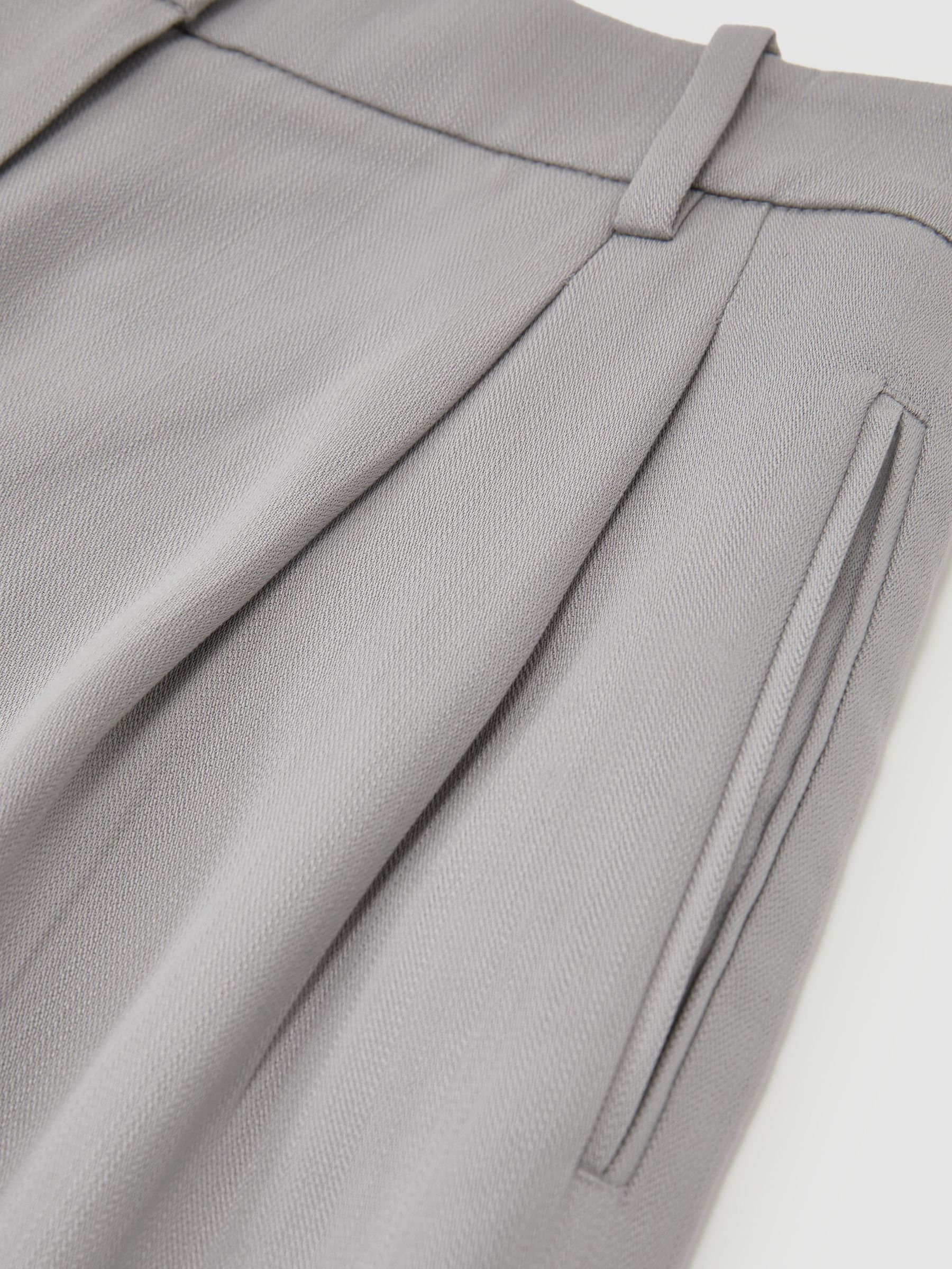 Lyocell Tapered Pleated Trousers in Grey - Image 8 of 8