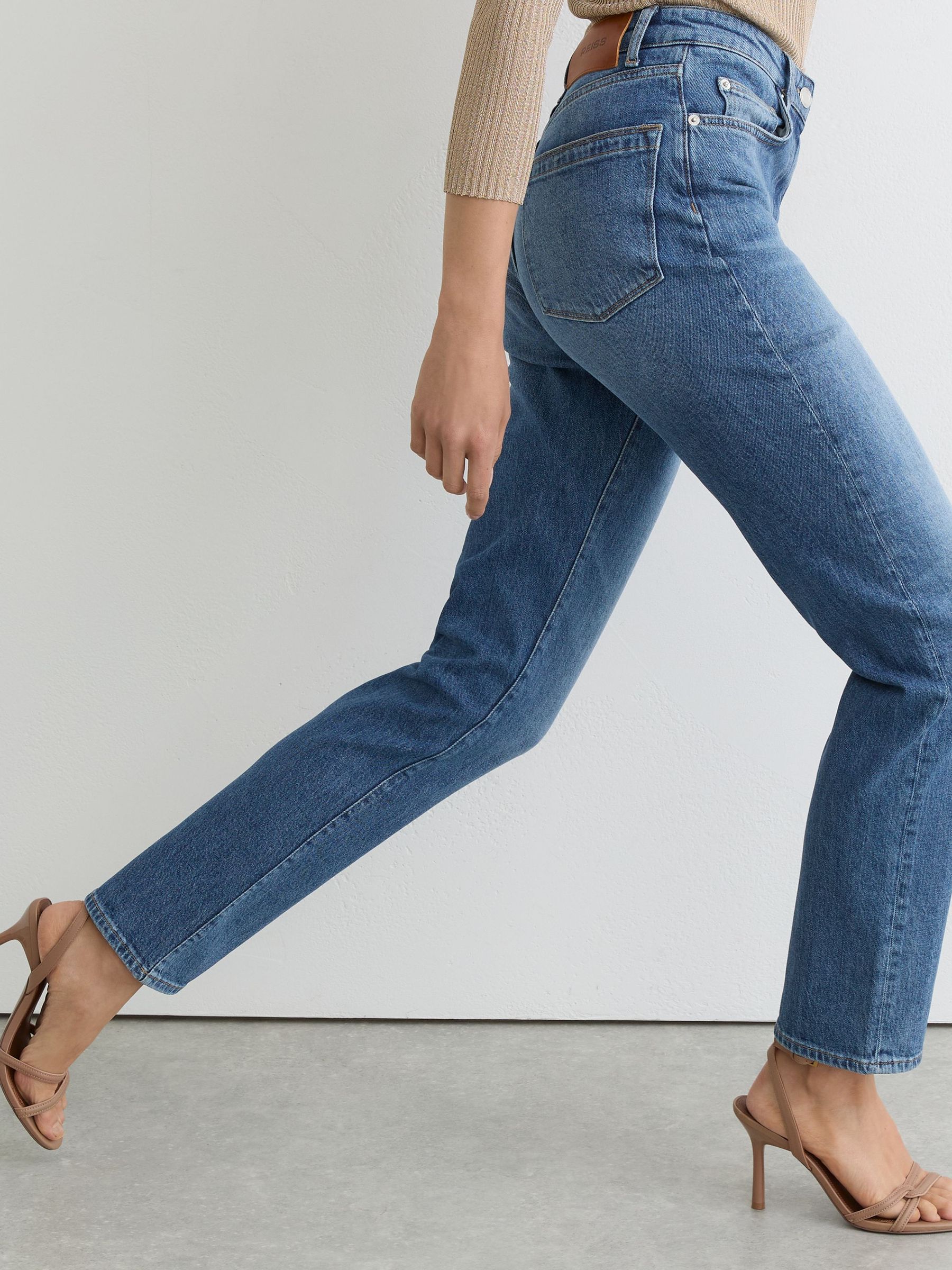 Slim Straight-Leg Jeans in Mid Blue - Image 3 of 9
