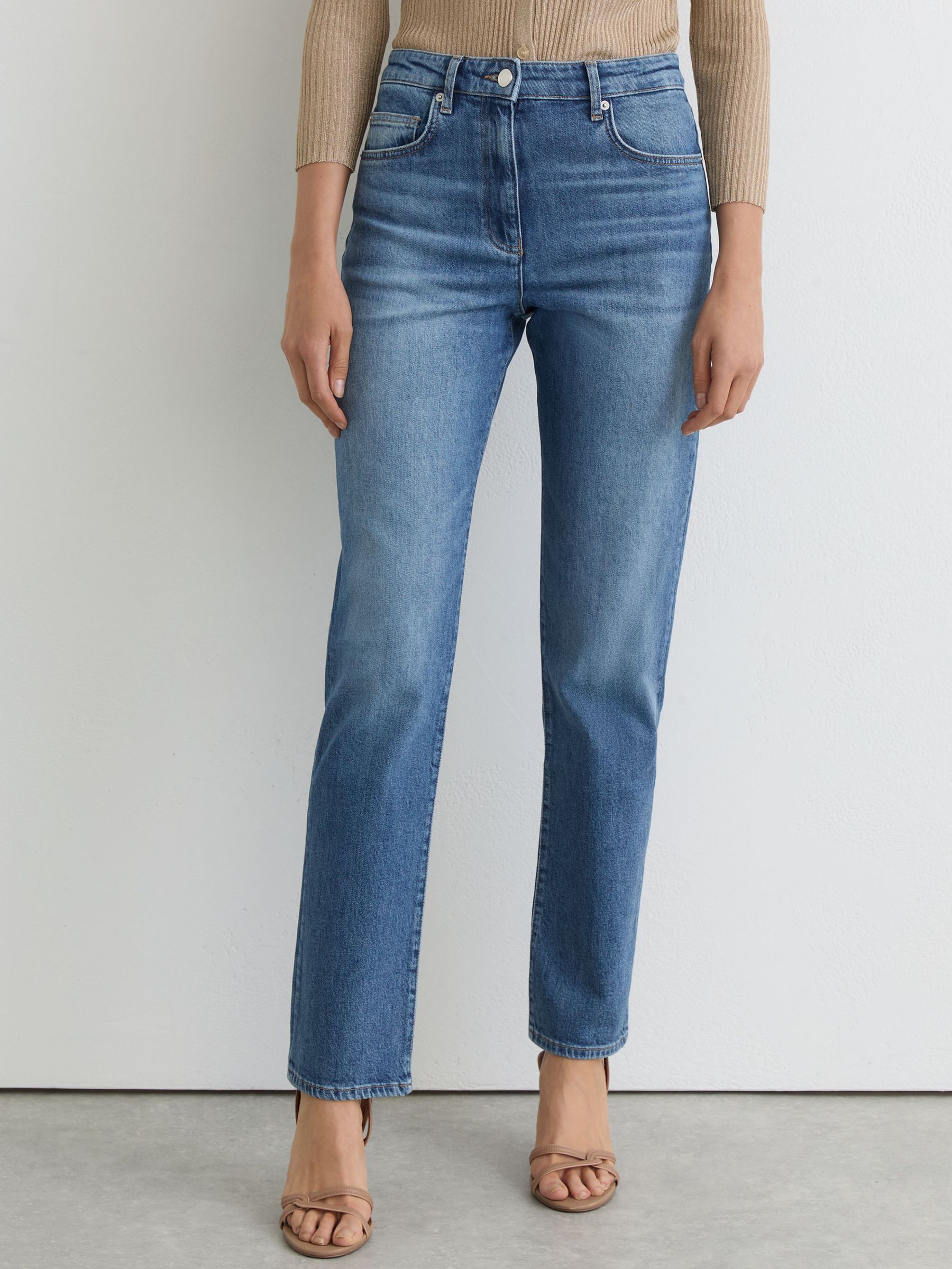 Slim Straight-Leg Jeans in Mid Blue - Image 5 of 9