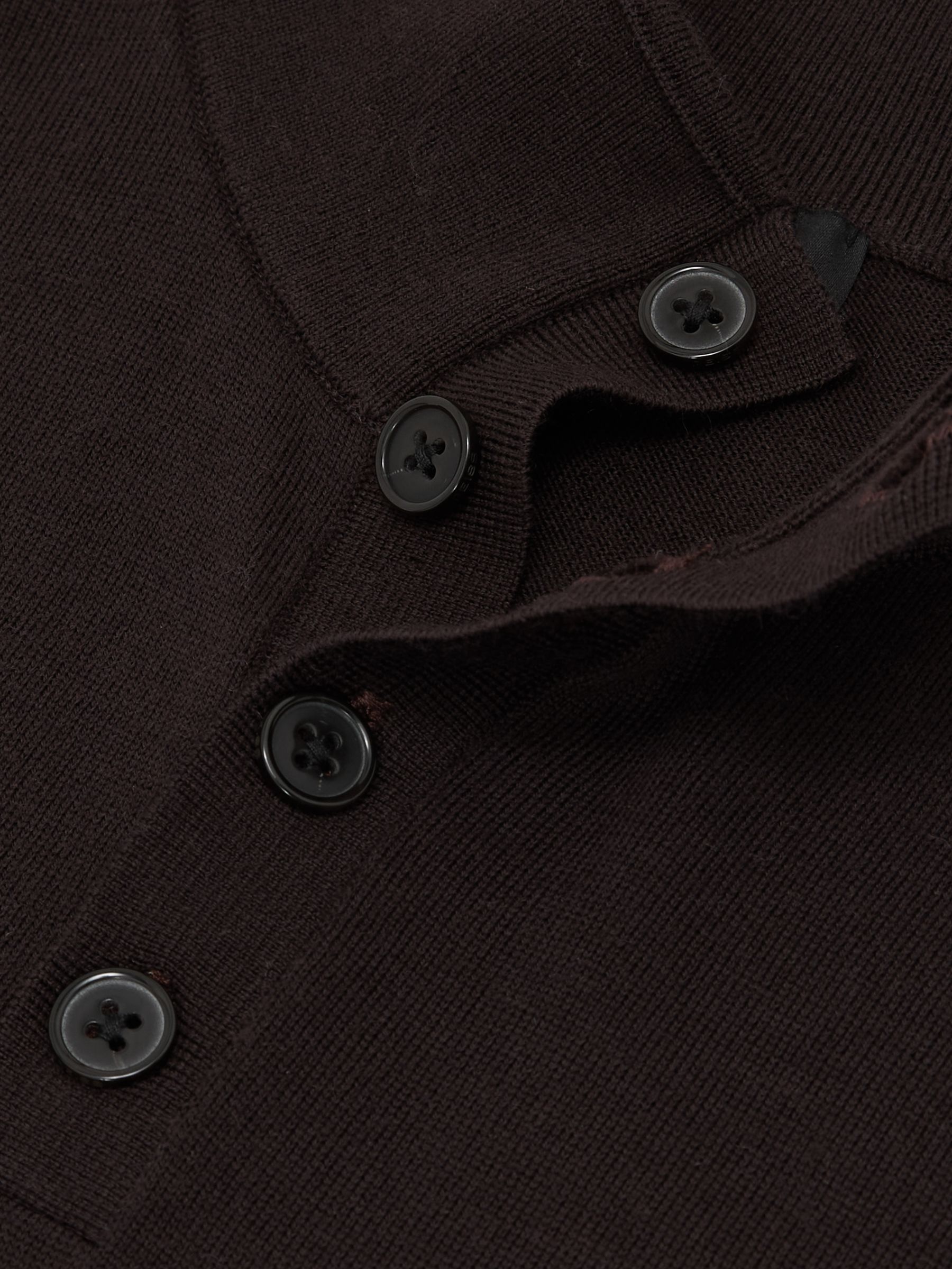 Merino Wool Half-Button Funnel Jumper in Chocolate Brown - Image 5 of 5