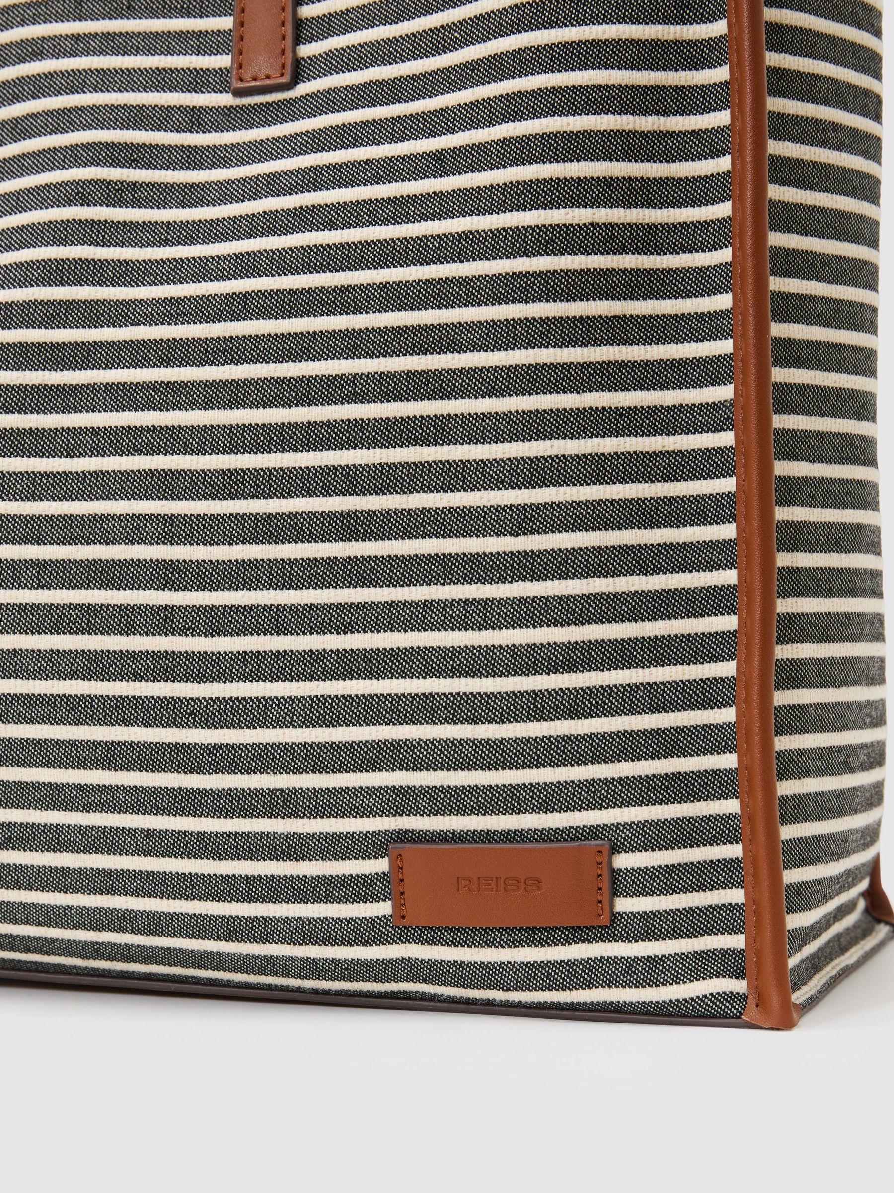 Striped Canvas Tote Bag in Navy/Off White - Image 6 of 6