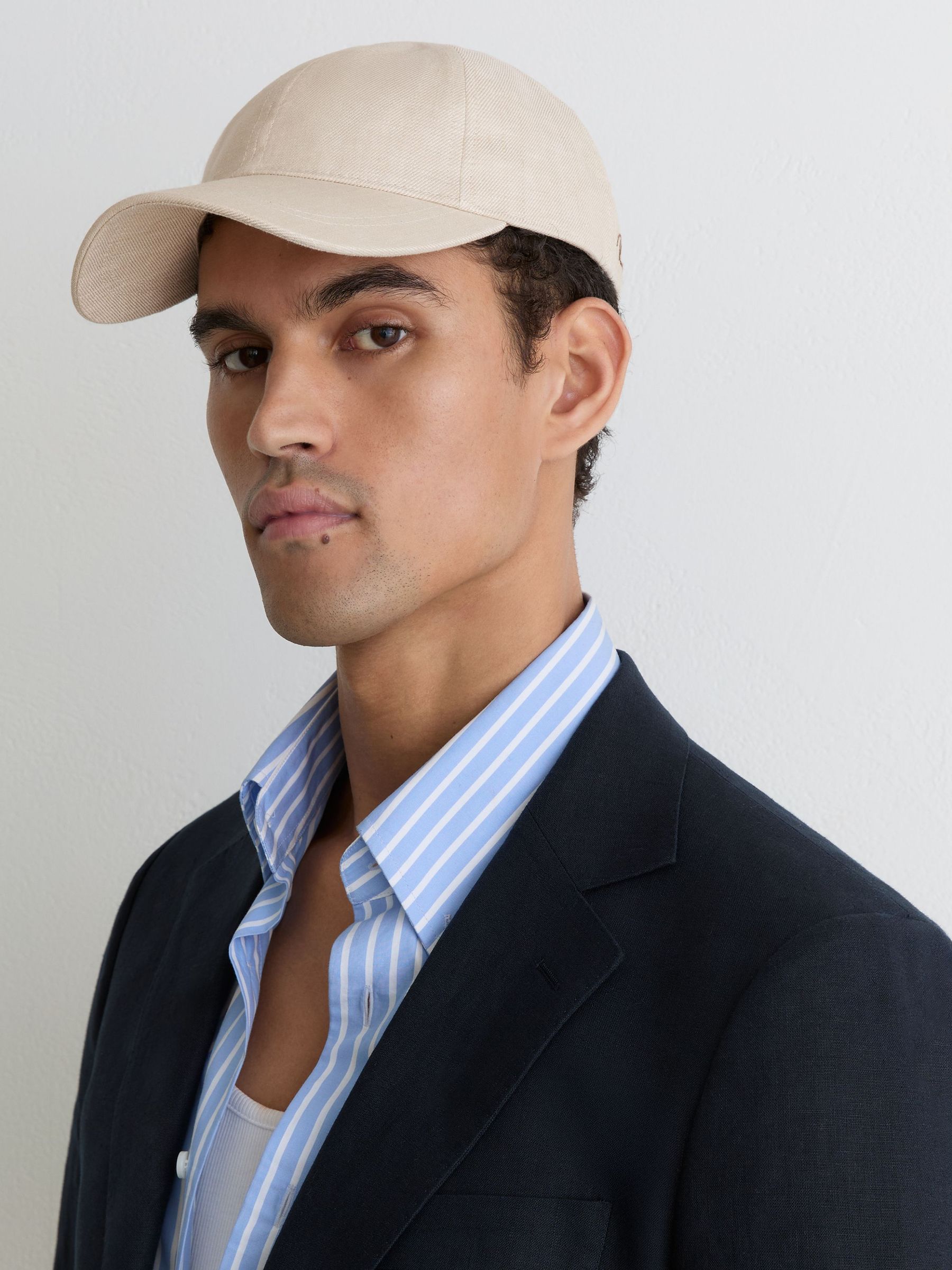 Linen Baseball Cap in Stone - Image 3 of 6