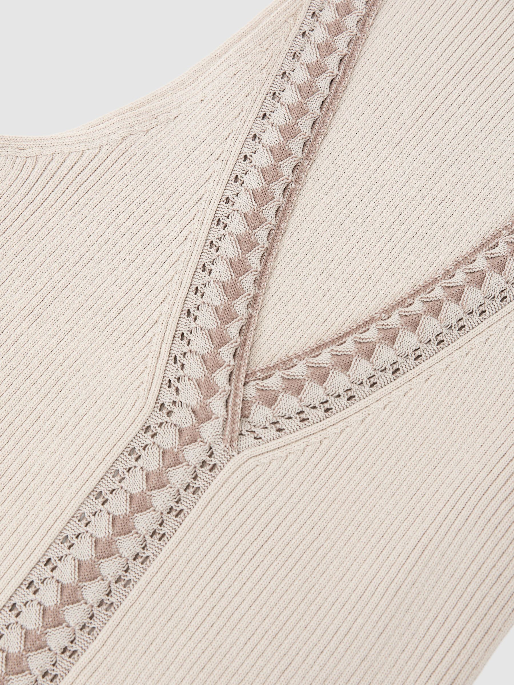 Contrast-Trim Rib-Knit Vest in Natural - image 3