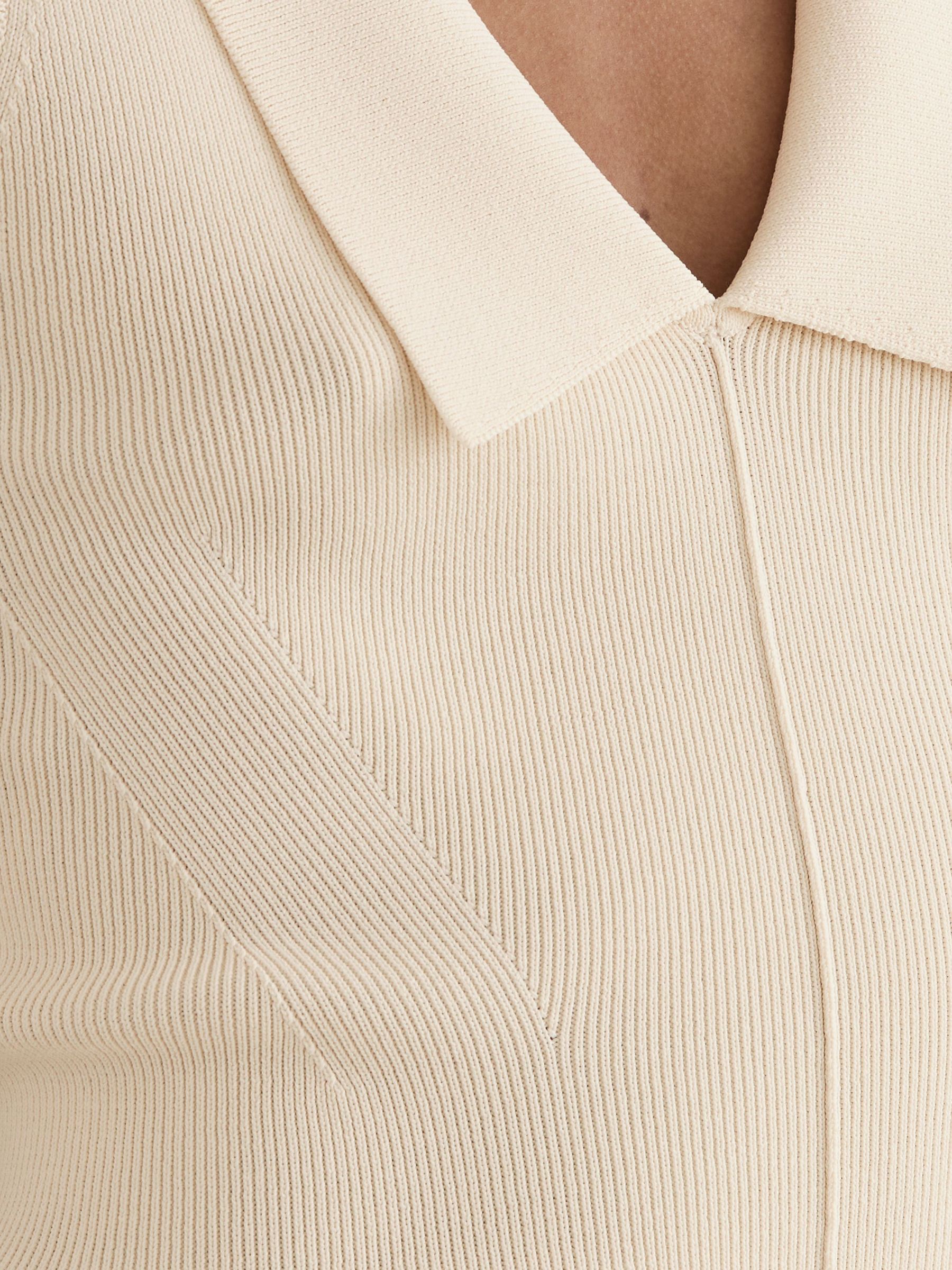 Collared Rib-Knit Vest in Ivory - Image 4 of 7