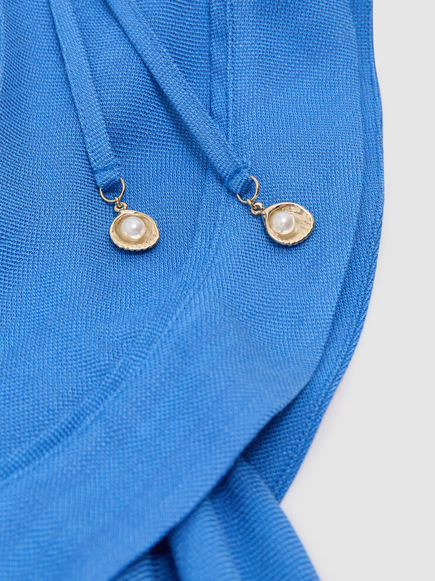 Ruffle Tie-Neck Wide-Leg Jumpsuit in Blue - image 5