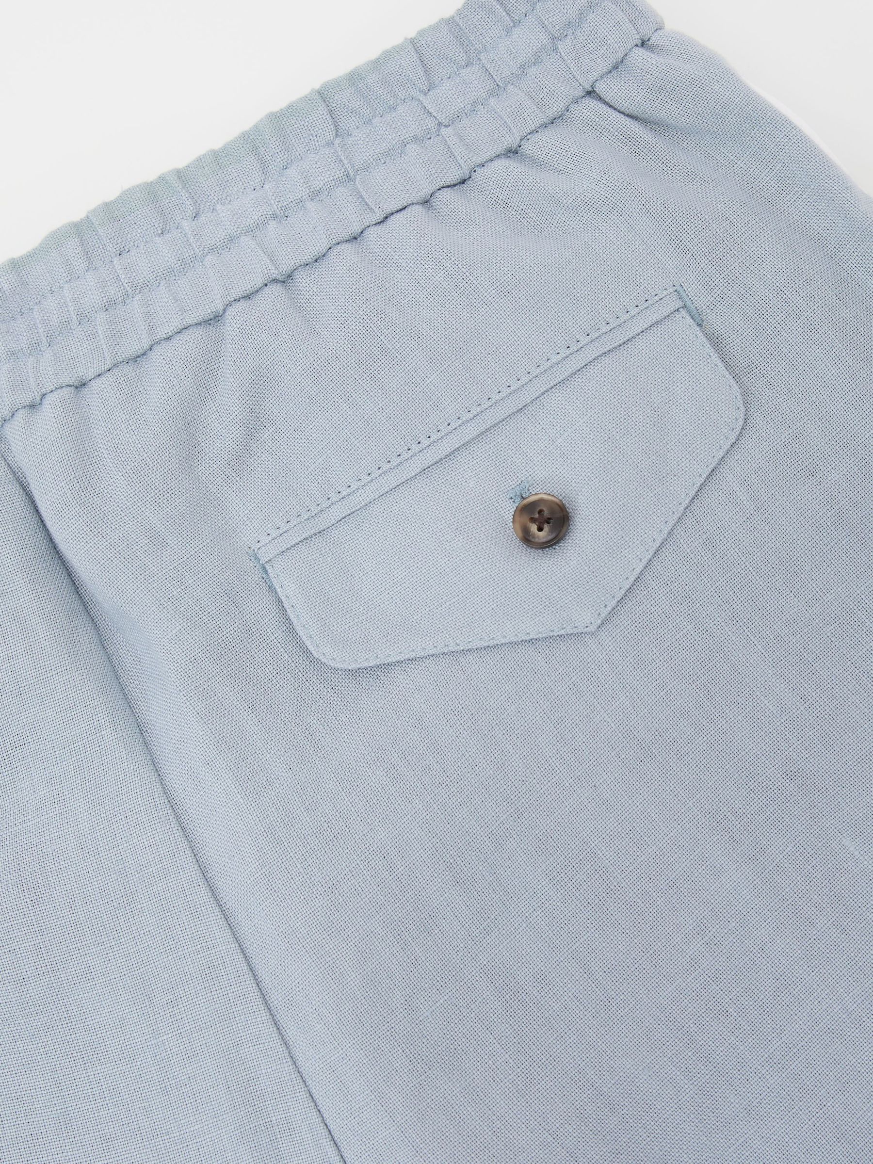 Linen Relaxed-Fit Drawstring Trousers in Airforce Blue - Image 5 of 5
