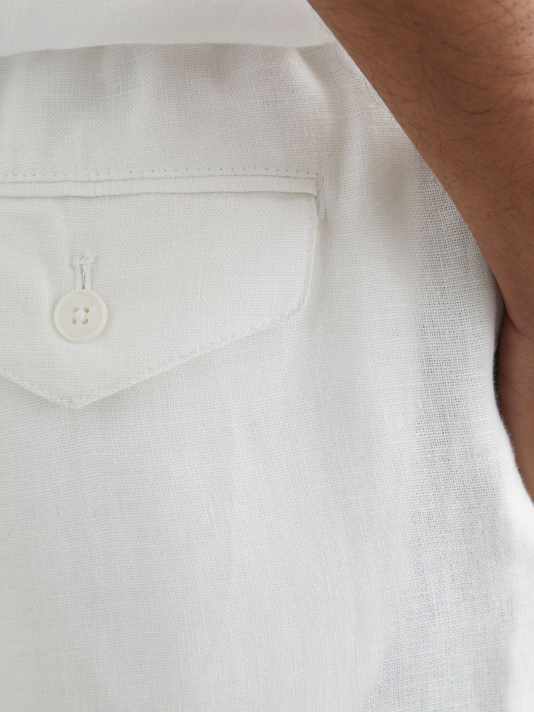 Linen Relaxed-Fit Drawstring Trousers in White - image 4