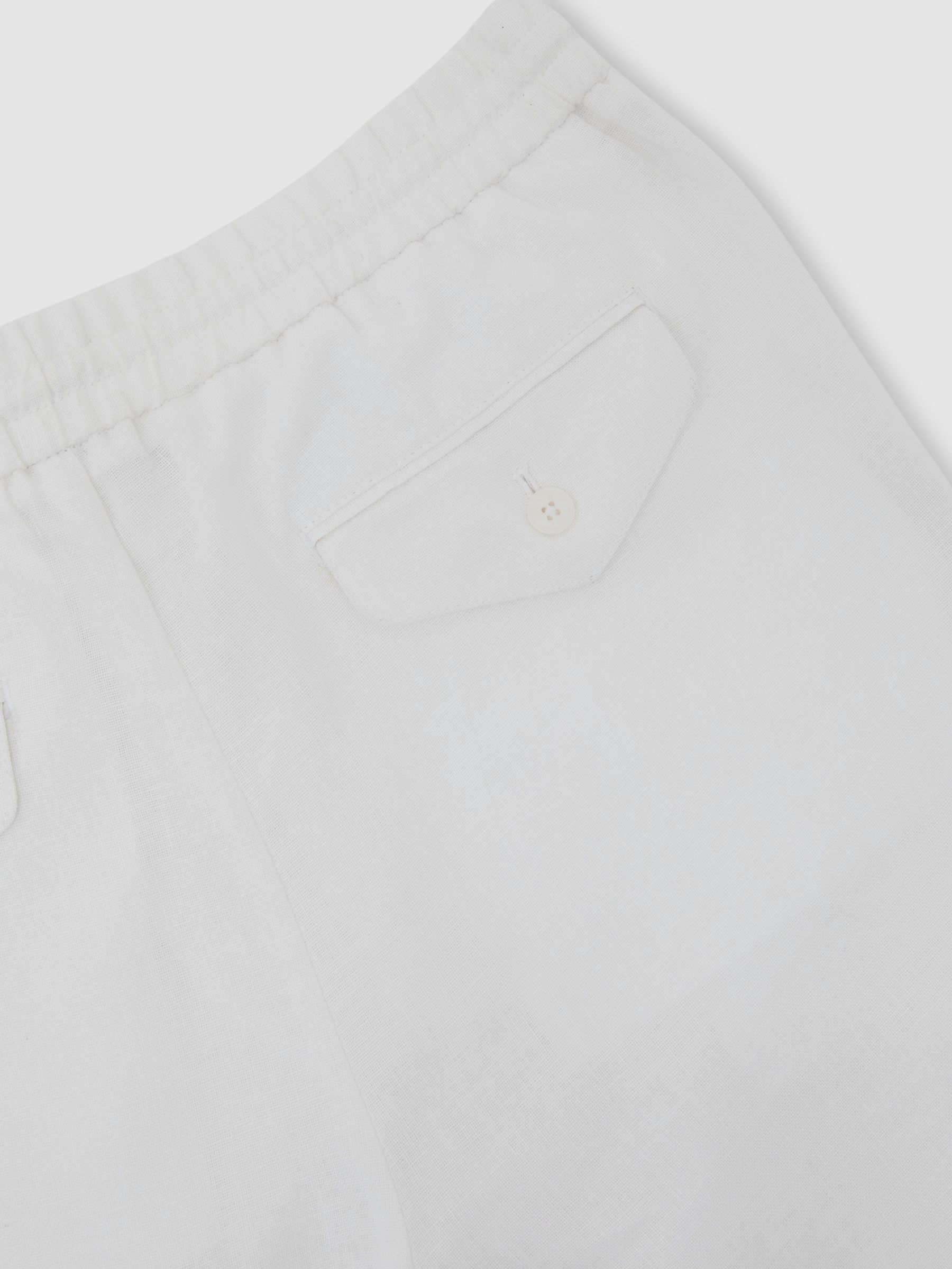 Linen Relaxed-Fit Drawstring Trousers in White - Image 7 of 7