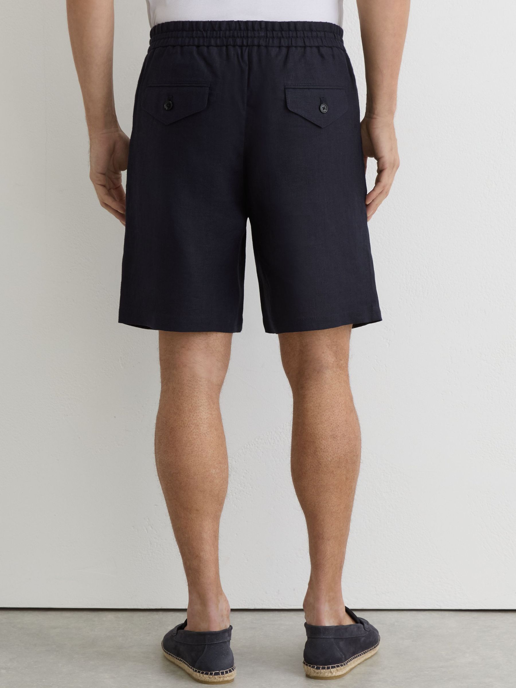 Linen Drawstring Shorts in Navy - image 4