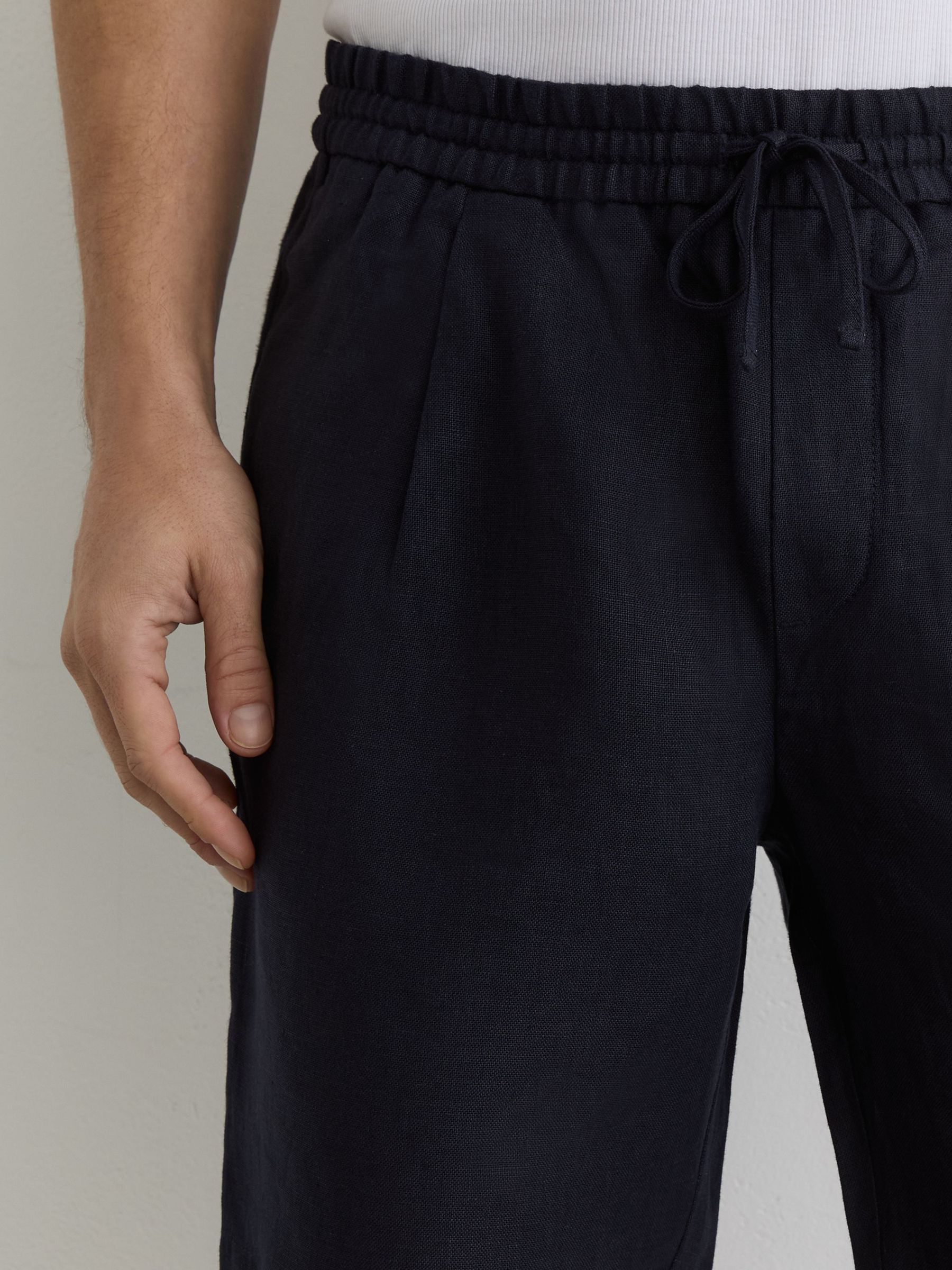 Linen Drawstring Shorts in Navy - image 2