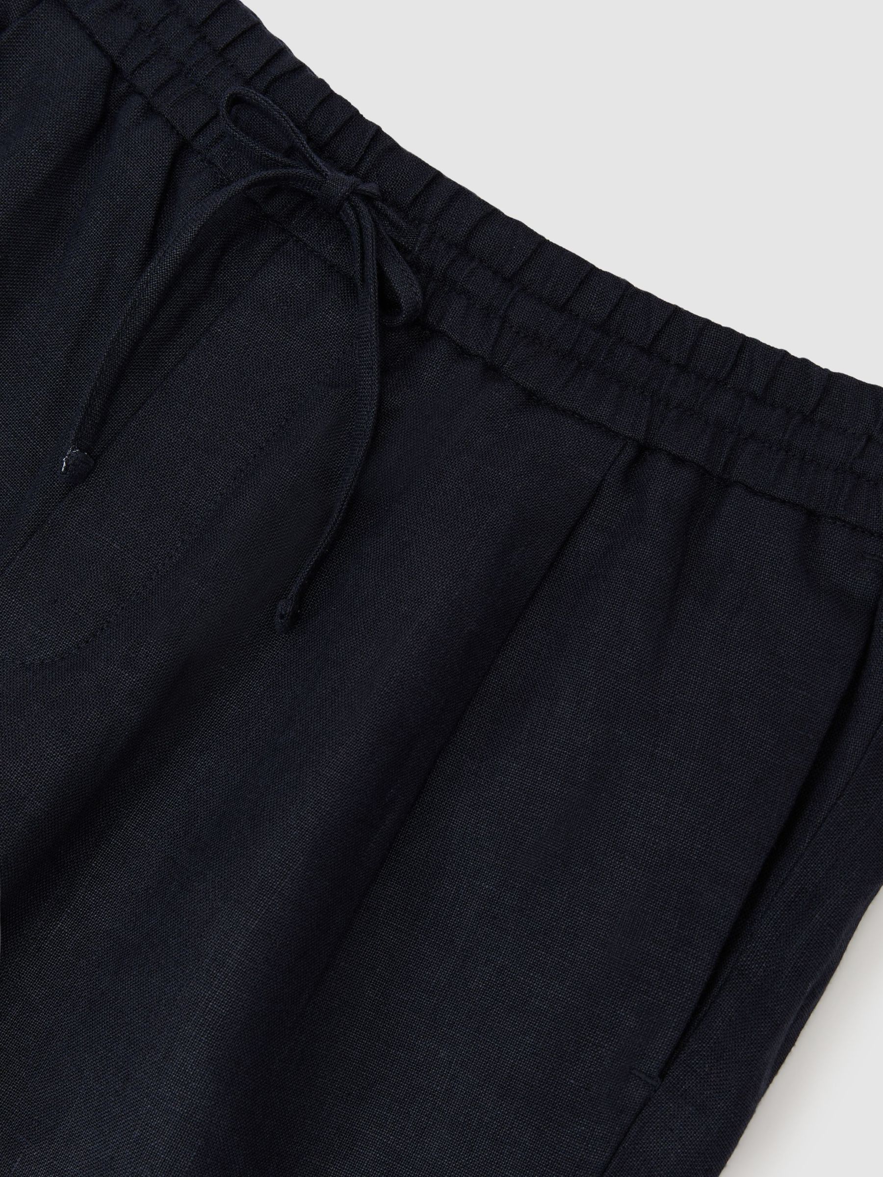 Linen Drawstring Shorts in Navy - image 3