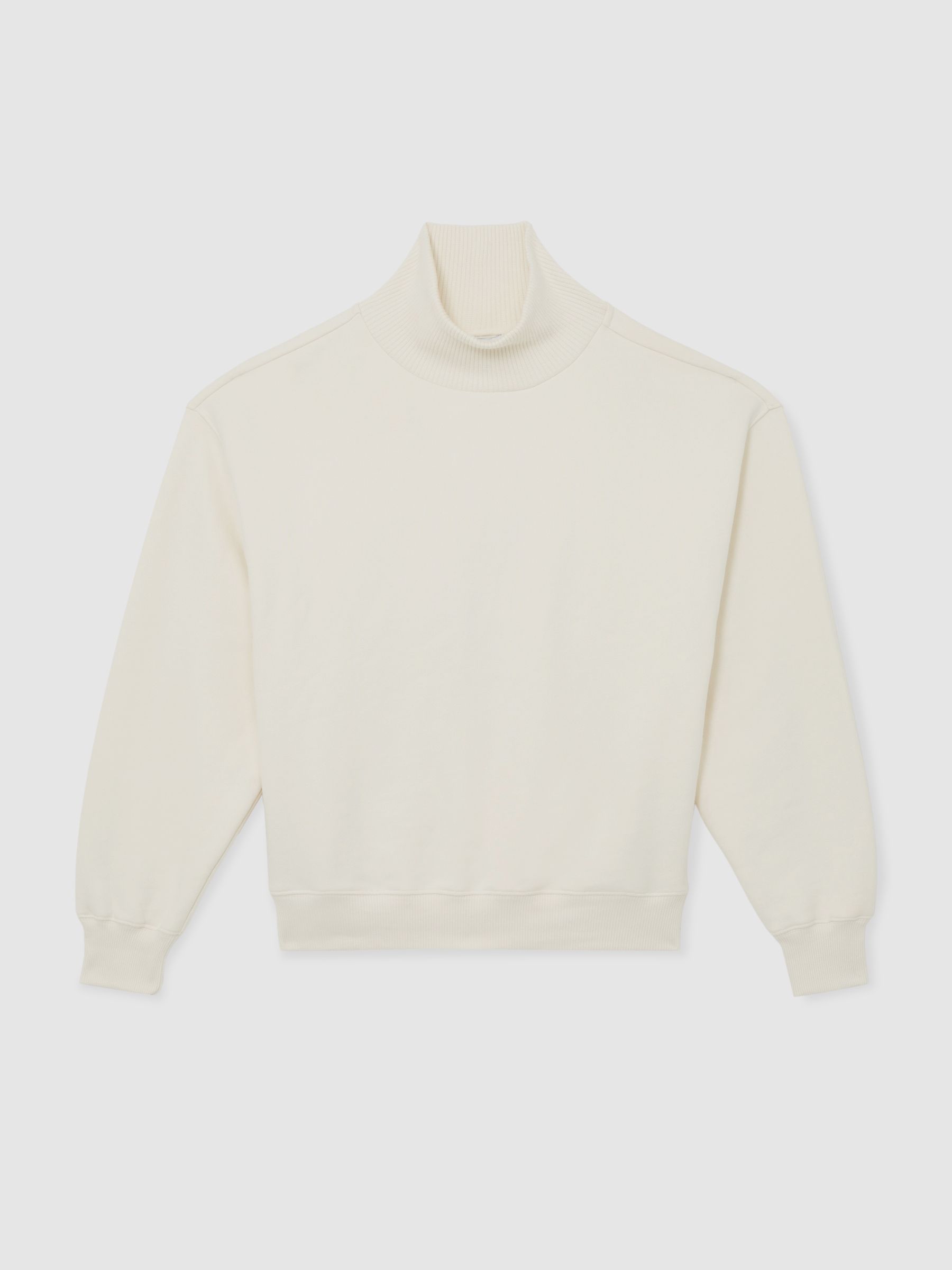 Cotton Funnel-Neck Sweatshirt in Cream - Image 2 of 7
