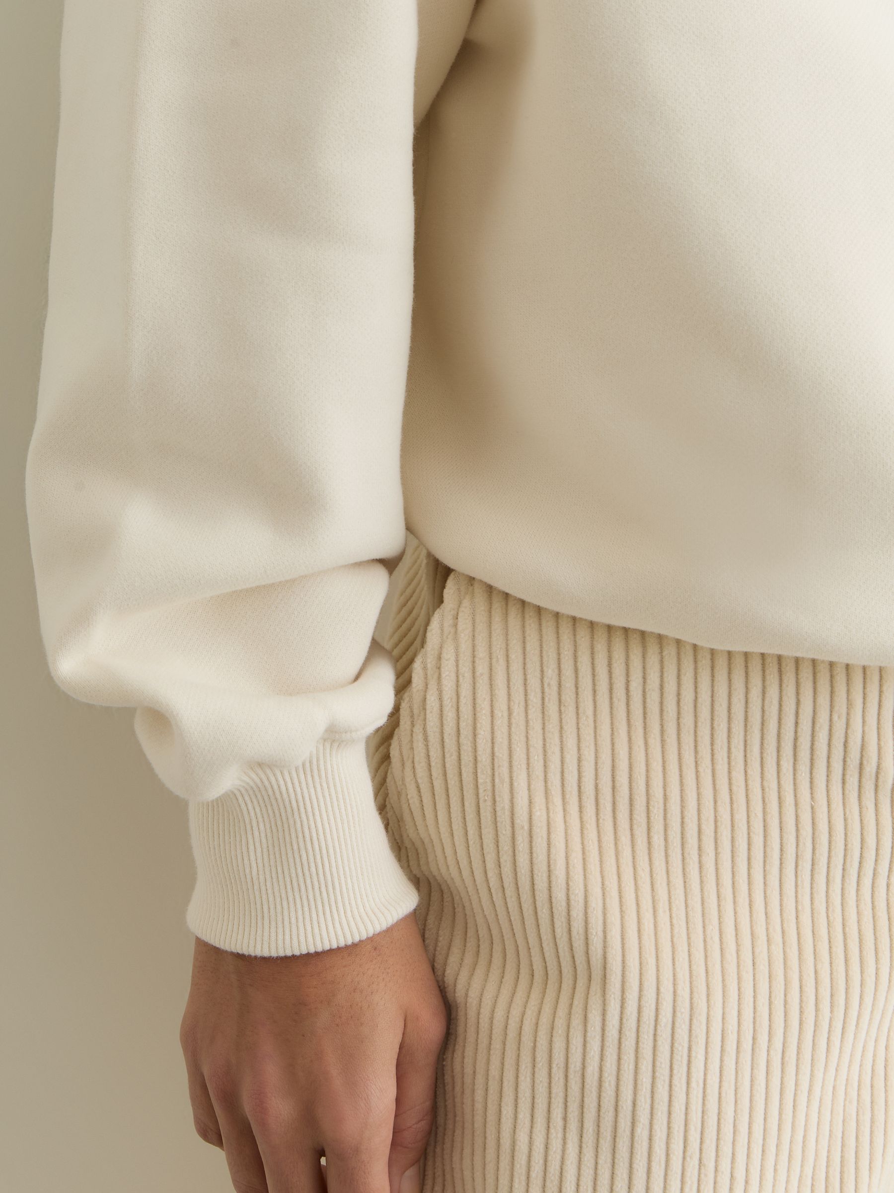 Cotton Funnel-Neck Sweatshirt in Cream - Image 4 of 7