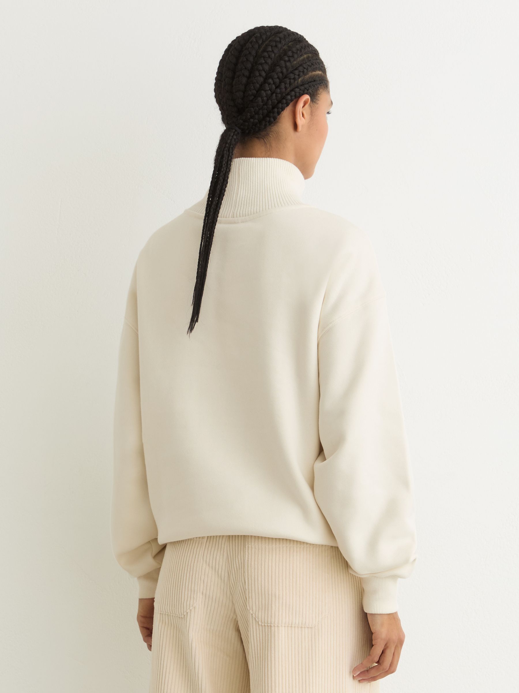 Cotton Funnel-Neck Sweatshirt in Cream - Image 5 of 7
