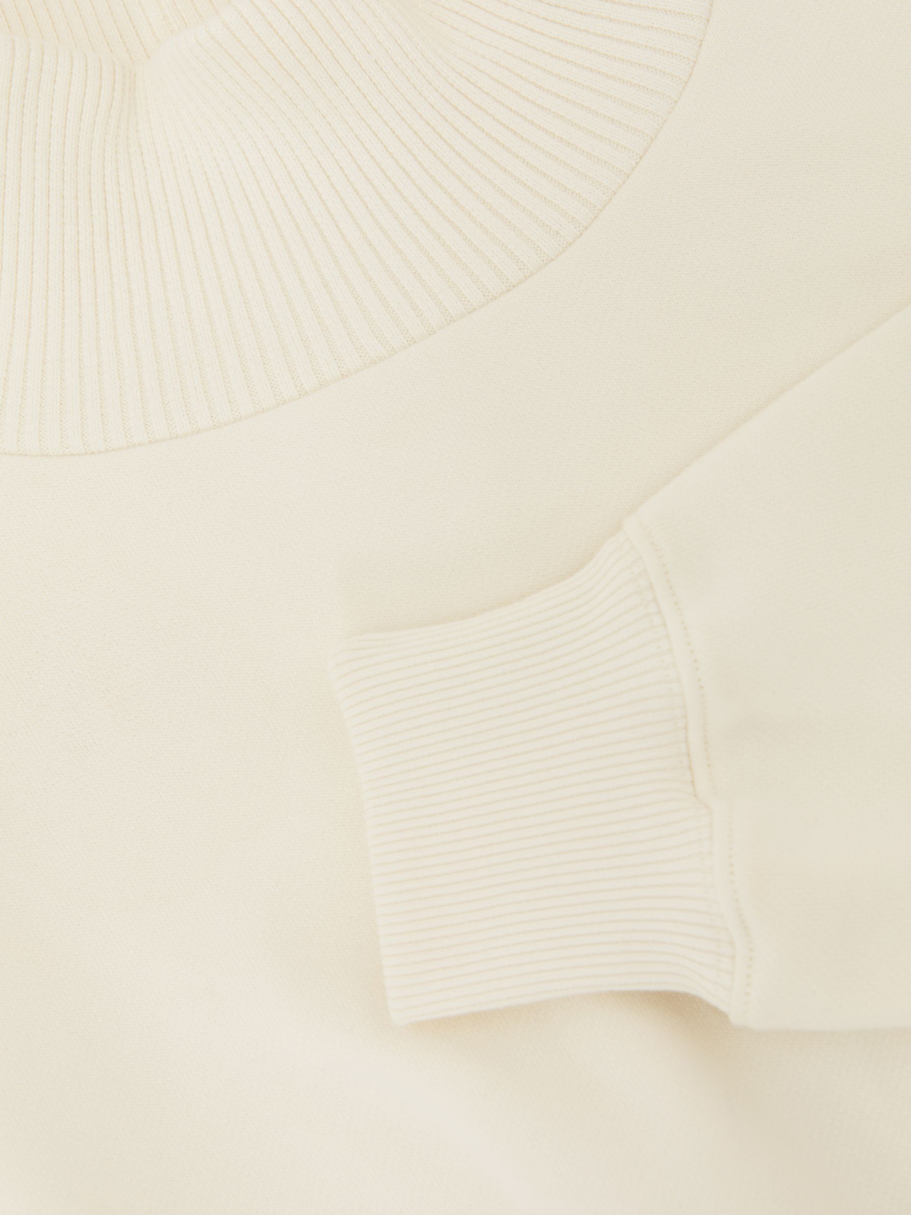 Cotton Funnel-Neck Sweatshirt in Cream - image 4