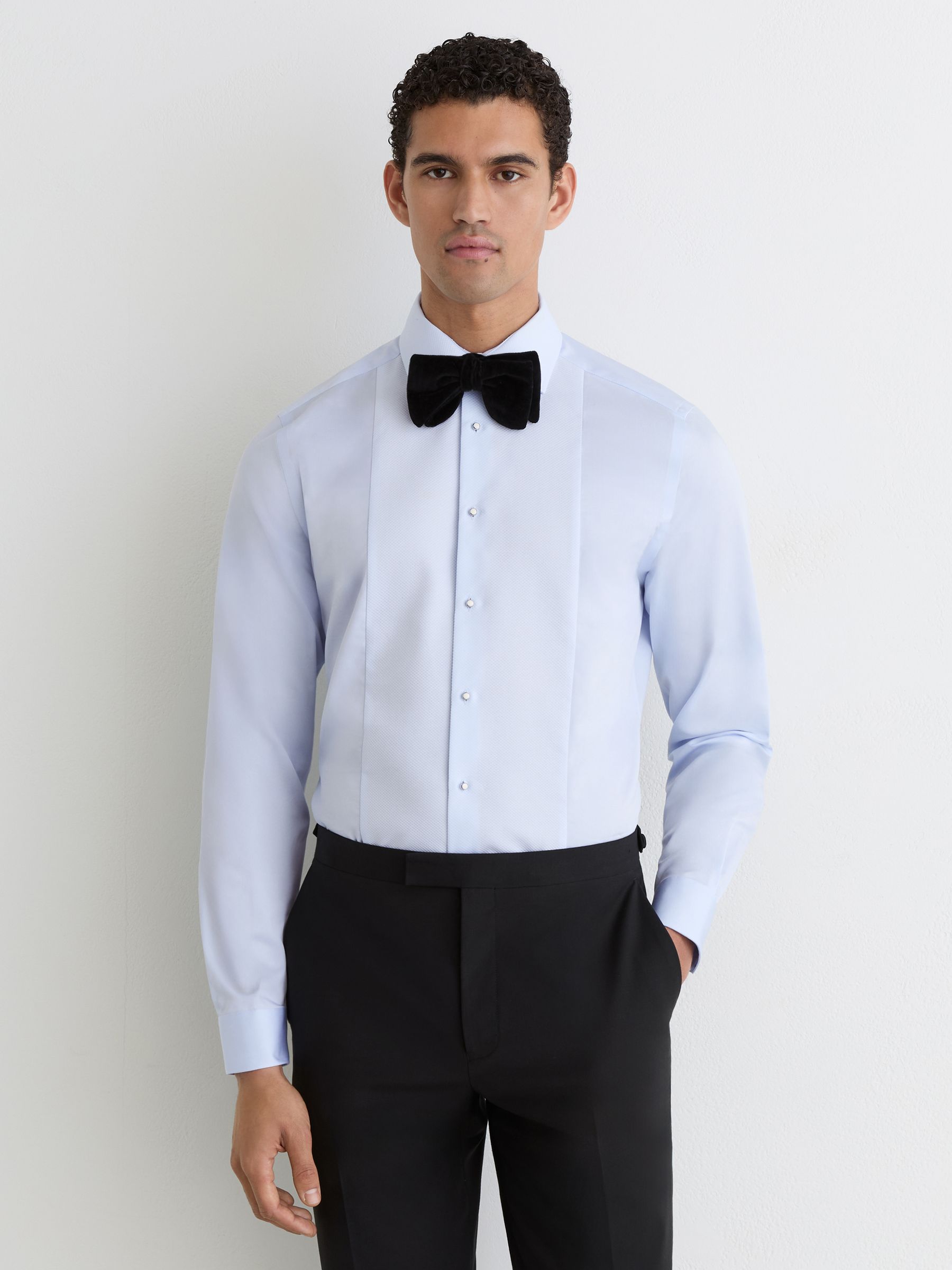 Cotton Regular-Fit Dinner Shirt in Soft Blue - Image 1 of 6