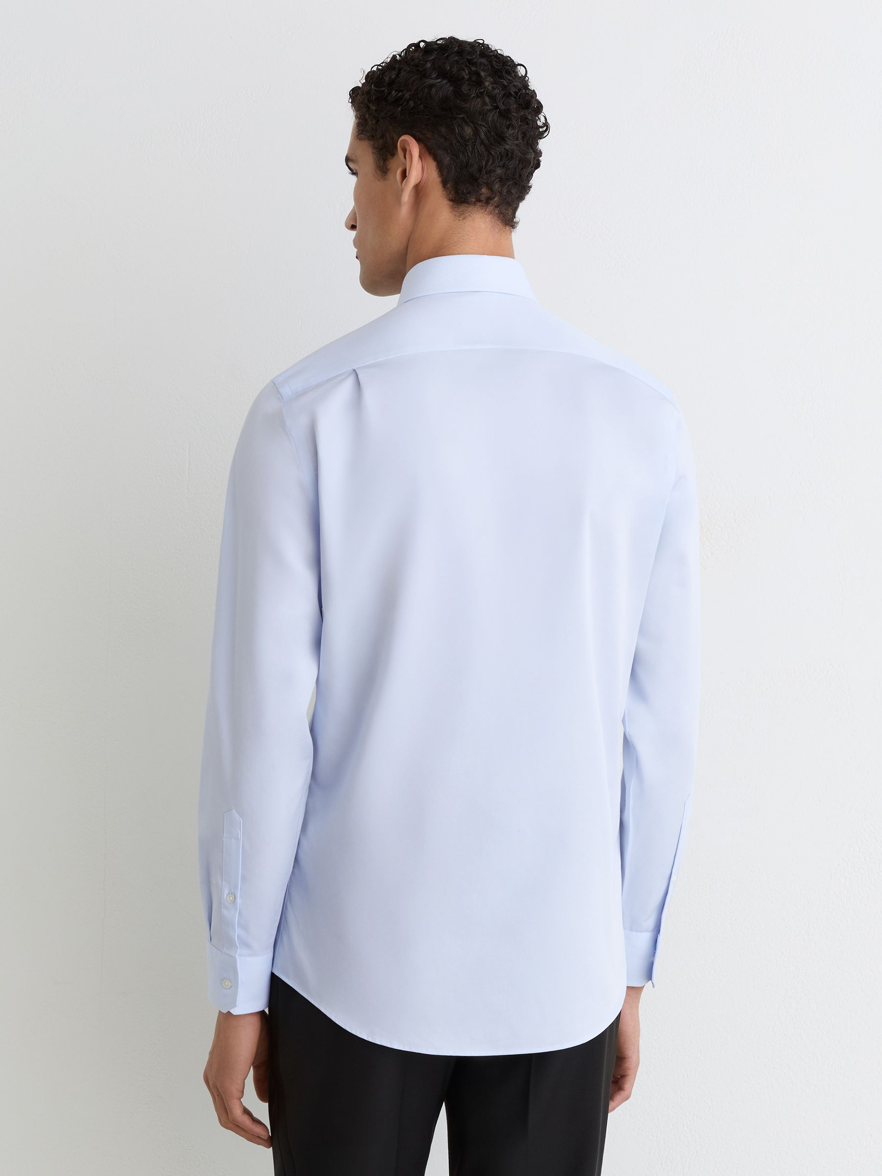 Regular Fit Cotton Dinner Shirt in Soft Blue - image 3