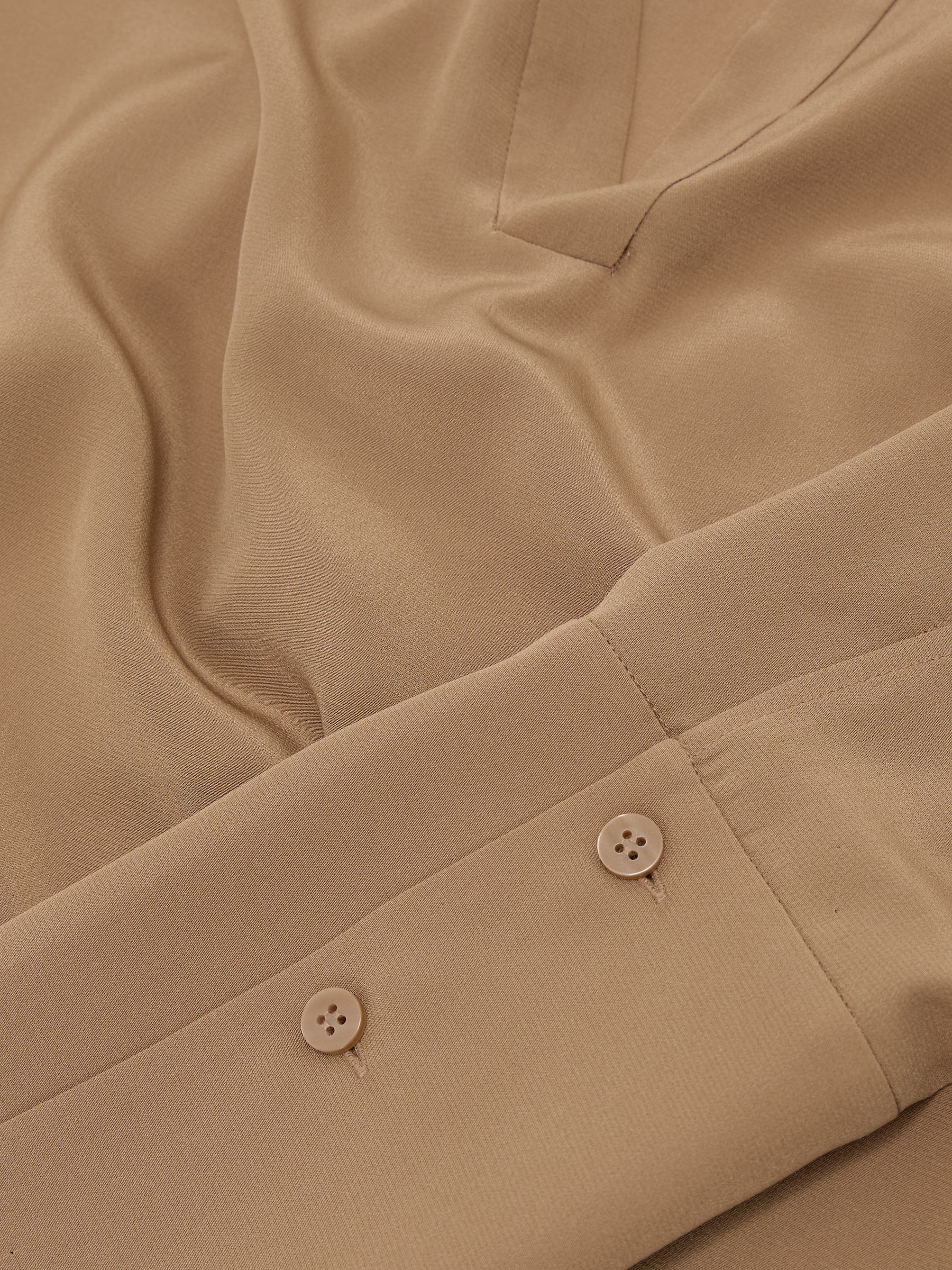 Matte-Silk Open-Collar Blouse in Camel - image 3