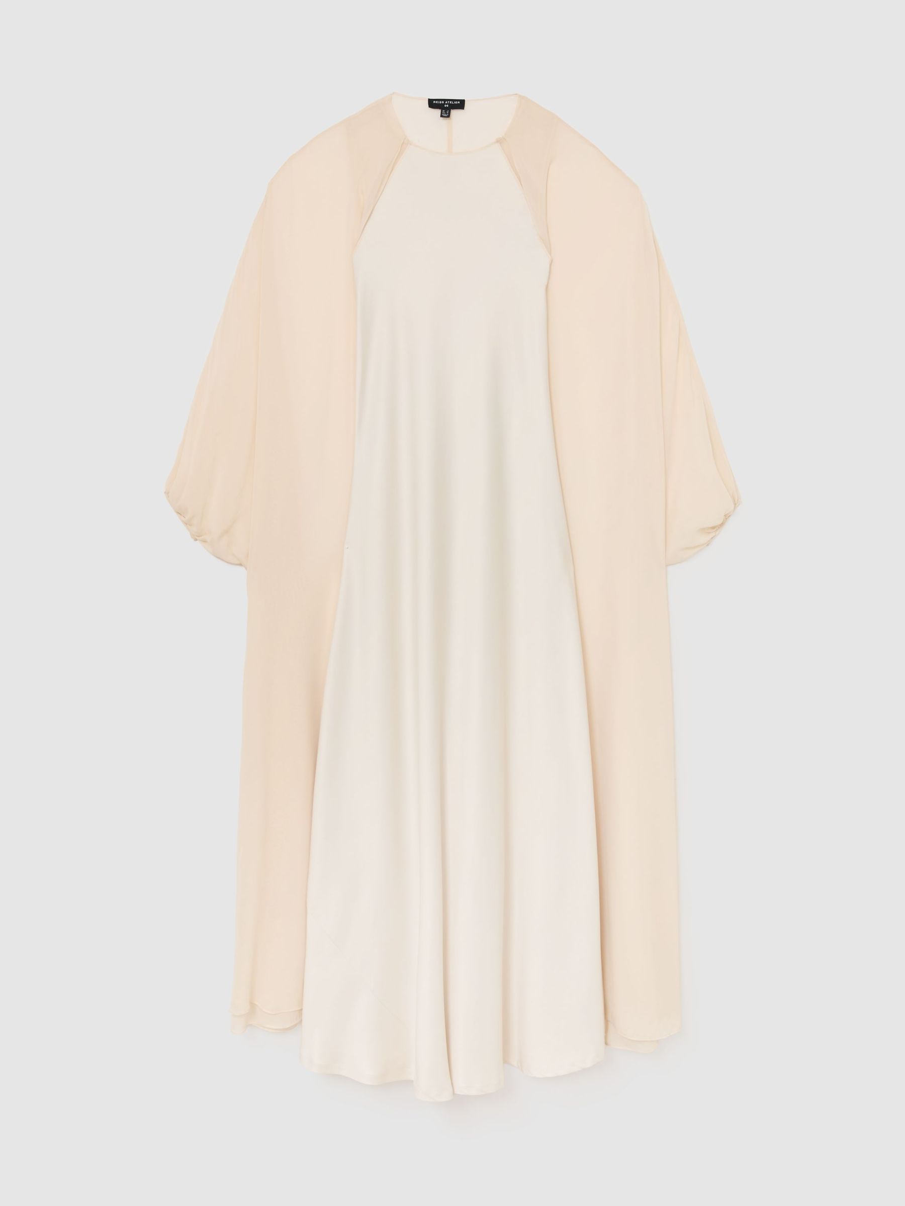 Atelier Satin Cape Maxi Dress in Cream - Image 2 of 11