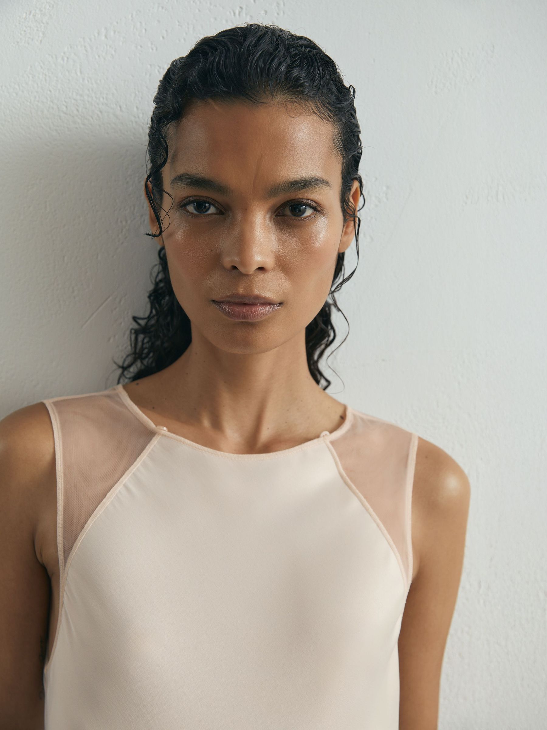 Atelier Satin Cape Maxi Dress in Cream - Image 7 of 11