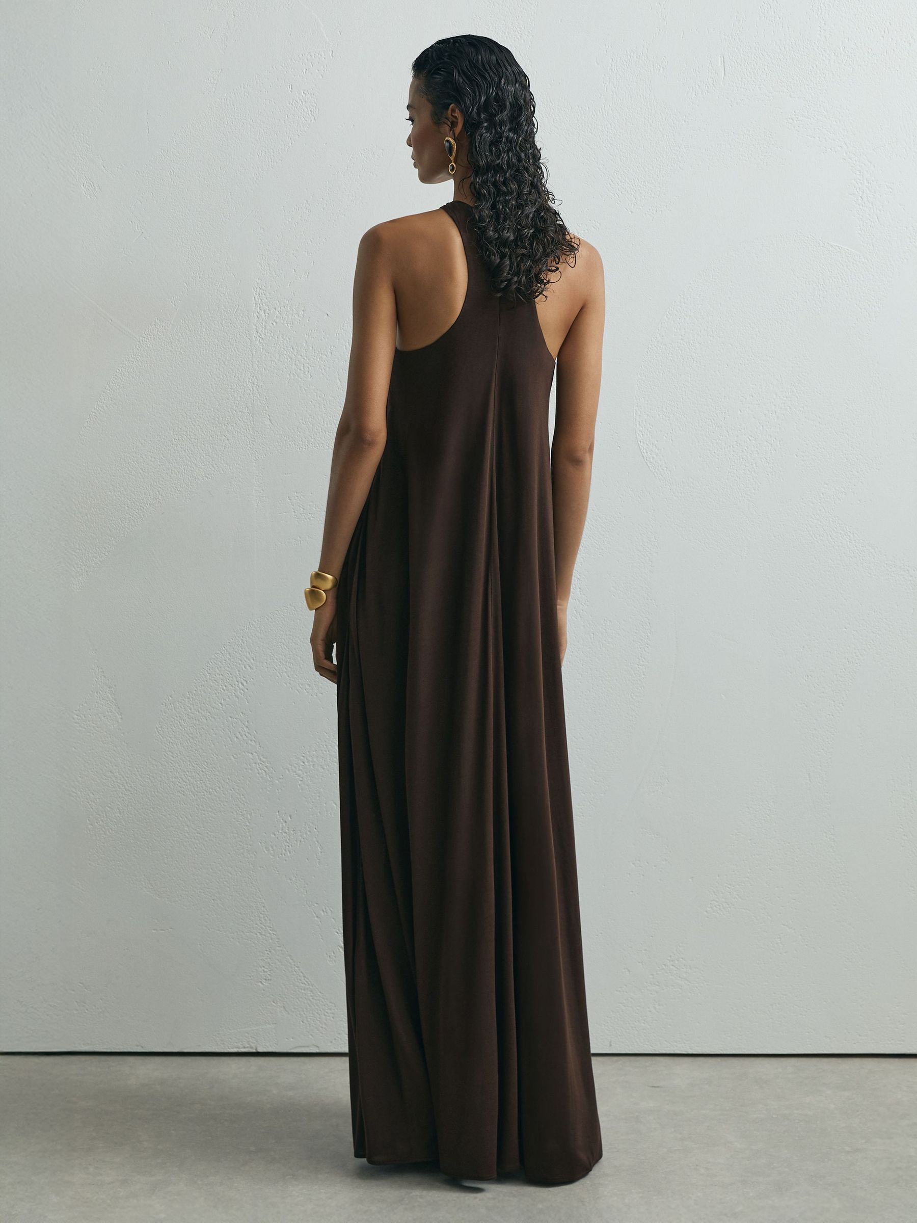 Atelier Chocolate Jersey Hardware-Detail Maxi Dress in Chocolate - Image 6 of 8