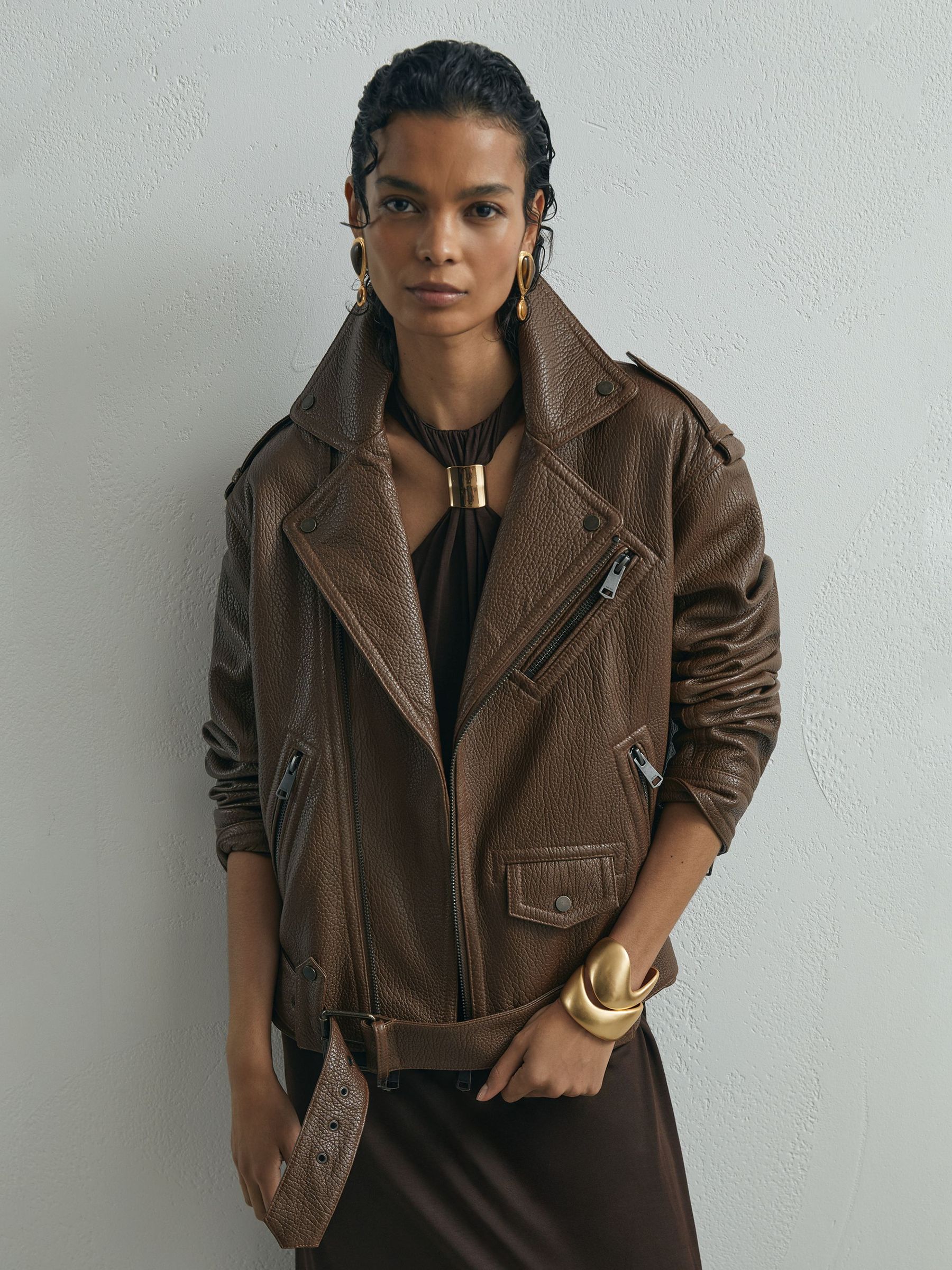 Atelier Chocolate Jersey Hardware-Detail Maxi Dress in Chocolate - Image 7 of 8