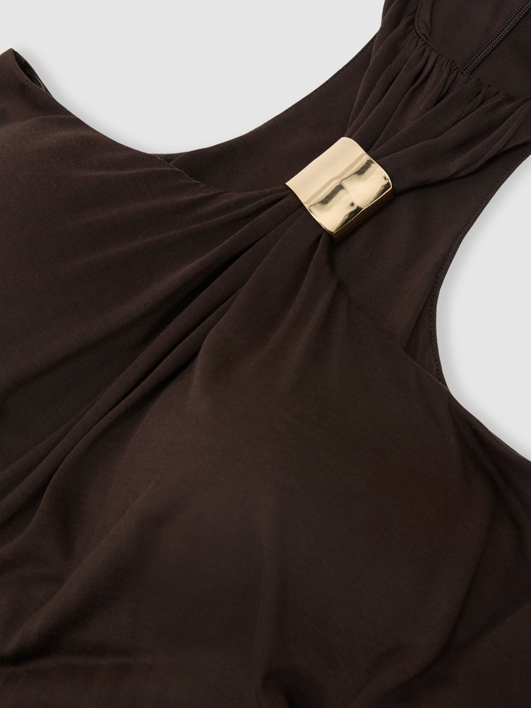 Atelier Chocolate Jersey Hardware-Detail Maxi Dress in Chocolate - Image 8 of 8