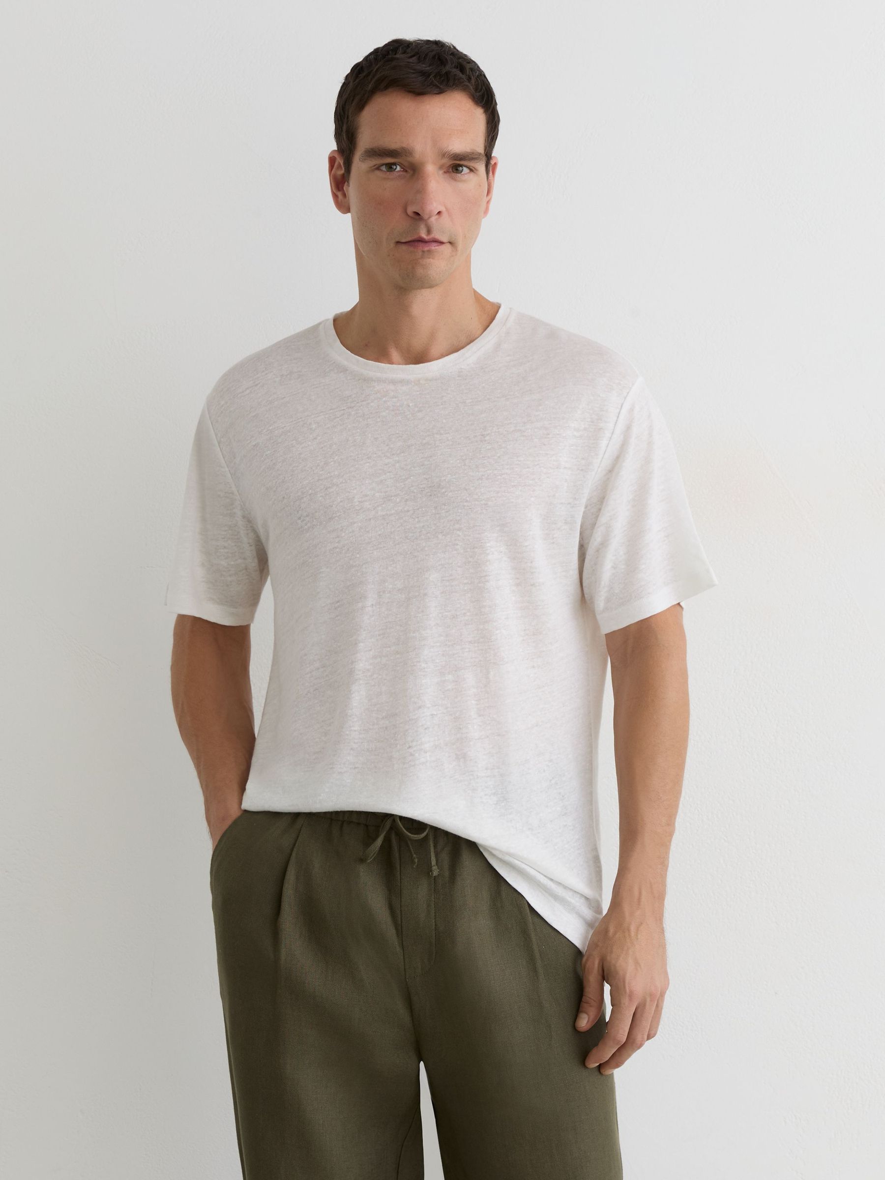 Linen Relaxed-fit Crew-neck T-shirt