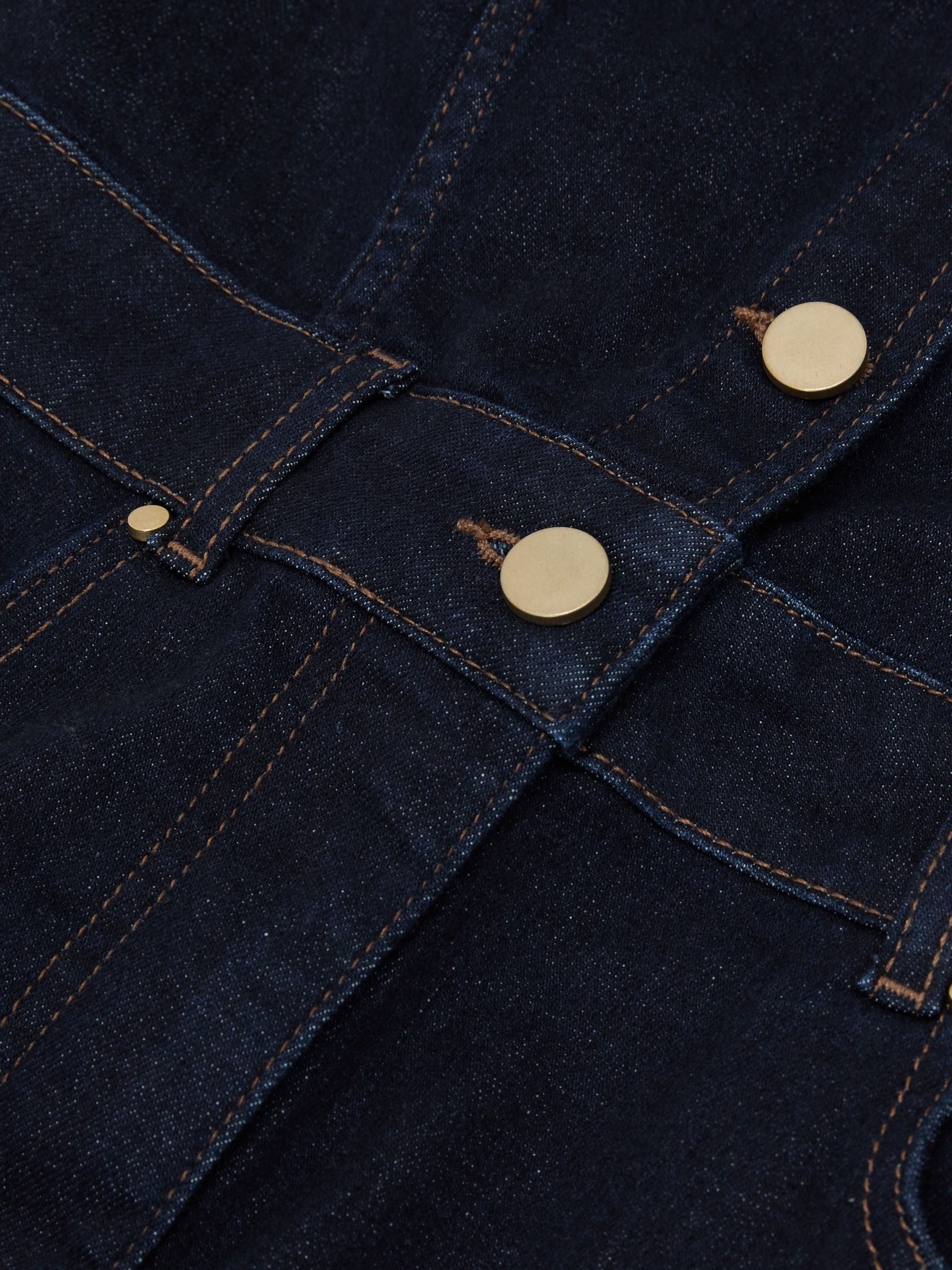 Denim Halterneck Flared Jumpsuit in Indigo Blue - image 4